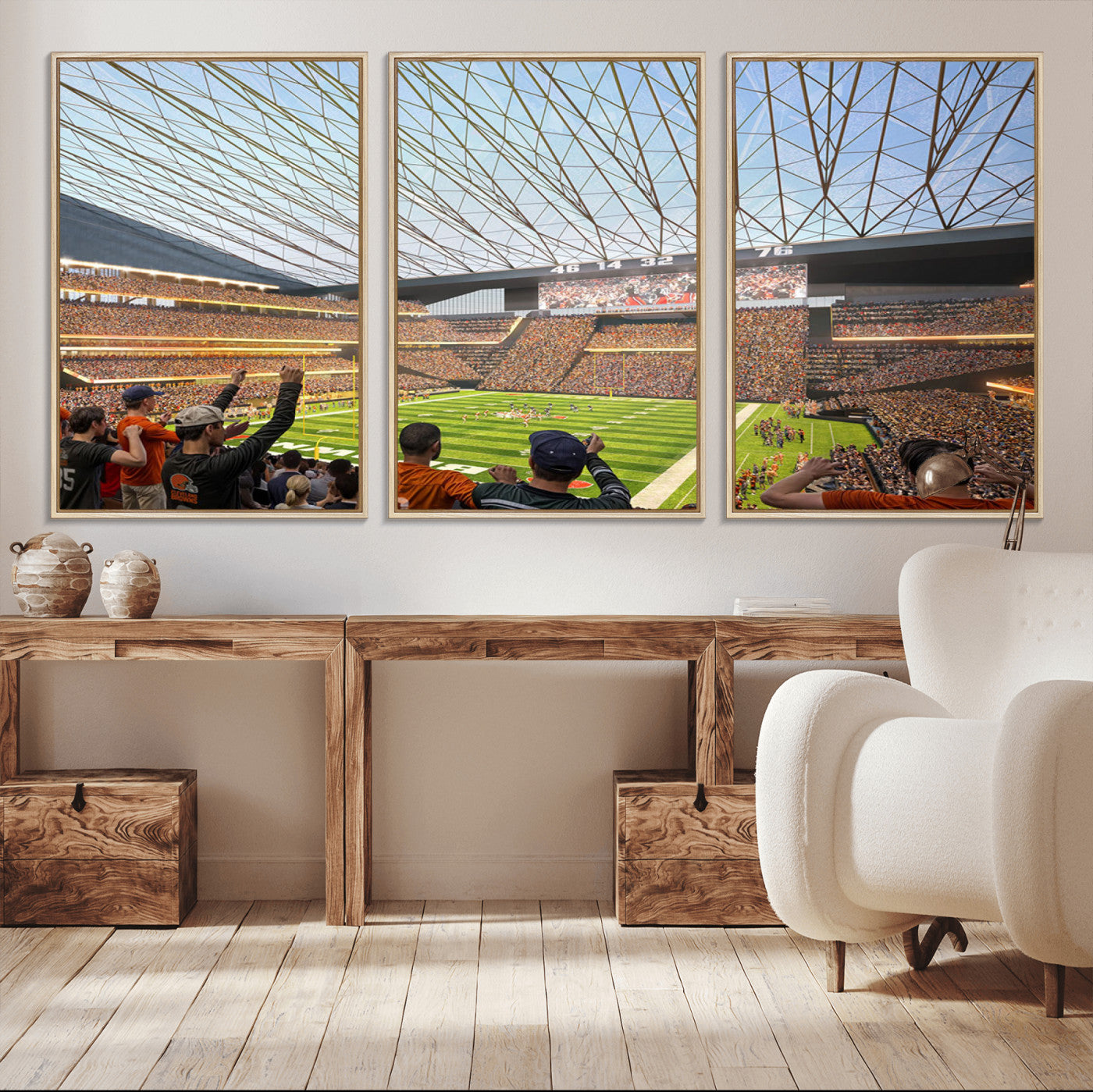 81960112-MGV-CV-36X24-Futuristic Football Stadium Wall Art – Modern Dome Arena Canvas Print, Chicago Bears Concept Design Sports Decor for Man Cave or