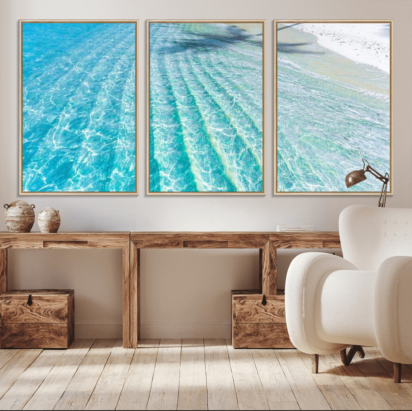 17528159-MGV-CV-36X24-Tropical Ocean Wall Art – Turquoise Water Canvas Print, Crystal Clear Beach Waves Photography Coastal Decor for Living Room,