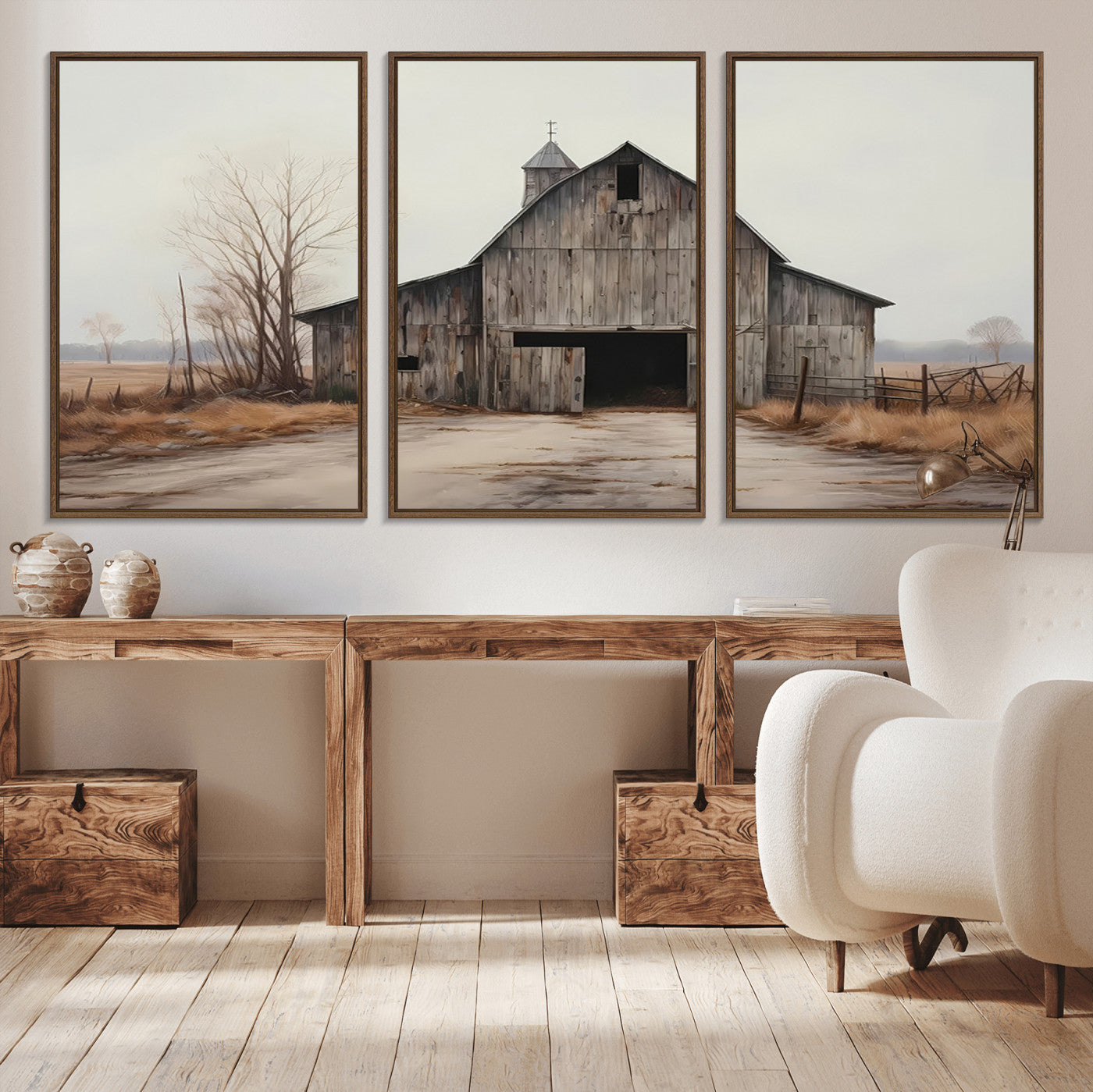 11602-MGV-CV-36X24-Old Barn Wall Art Canvas Print, Framed Rustic Barn Art Picture Print, Old Farmhouse Perfect Rustic Farmhouse Decor Artwork