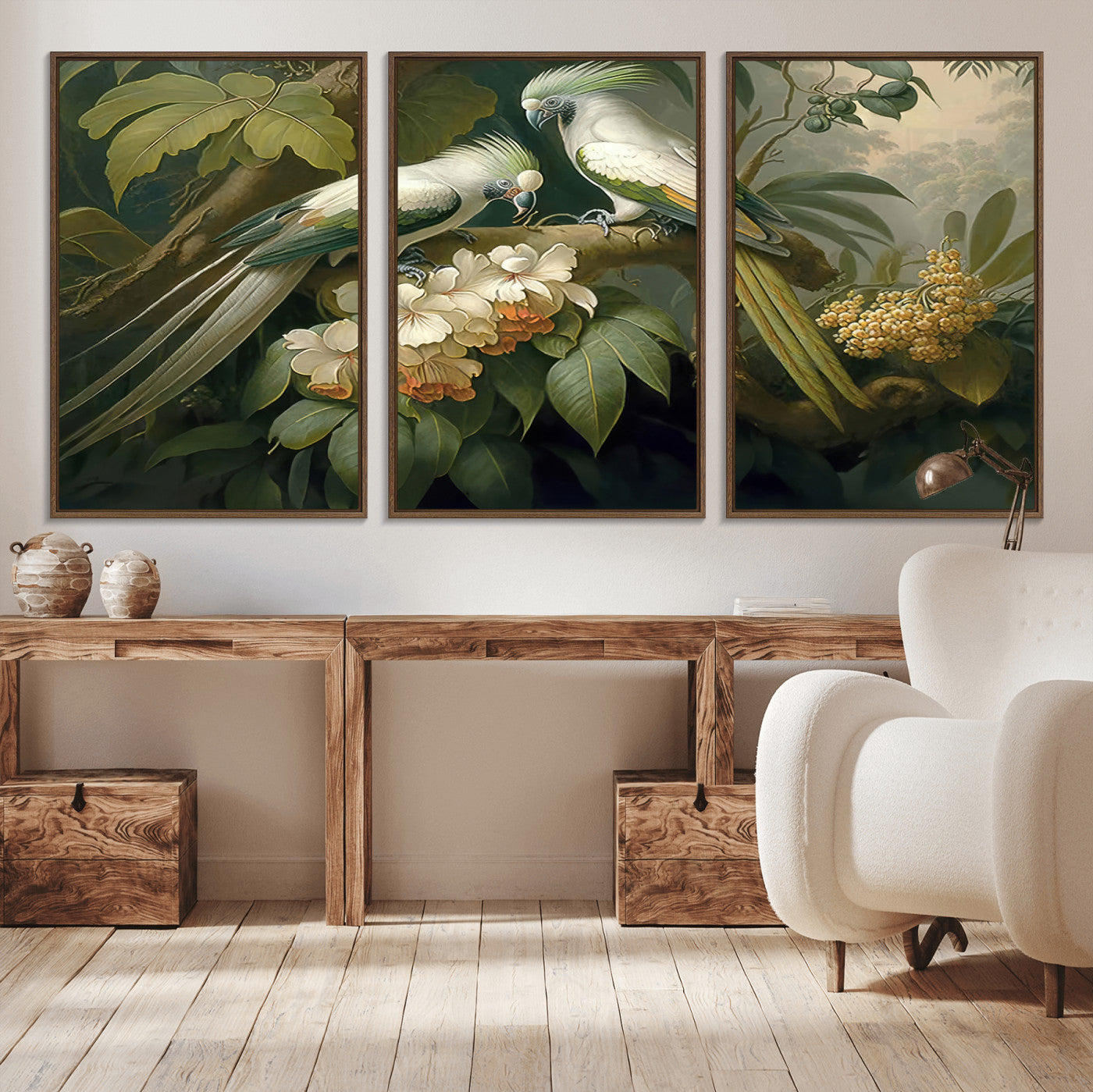 84047-MGV-CV-36X24-Tropical Birds Wall Art – Elegant Botanical Canvas Print, Exotic Nature Decor for Living Room, Bedroom or Office