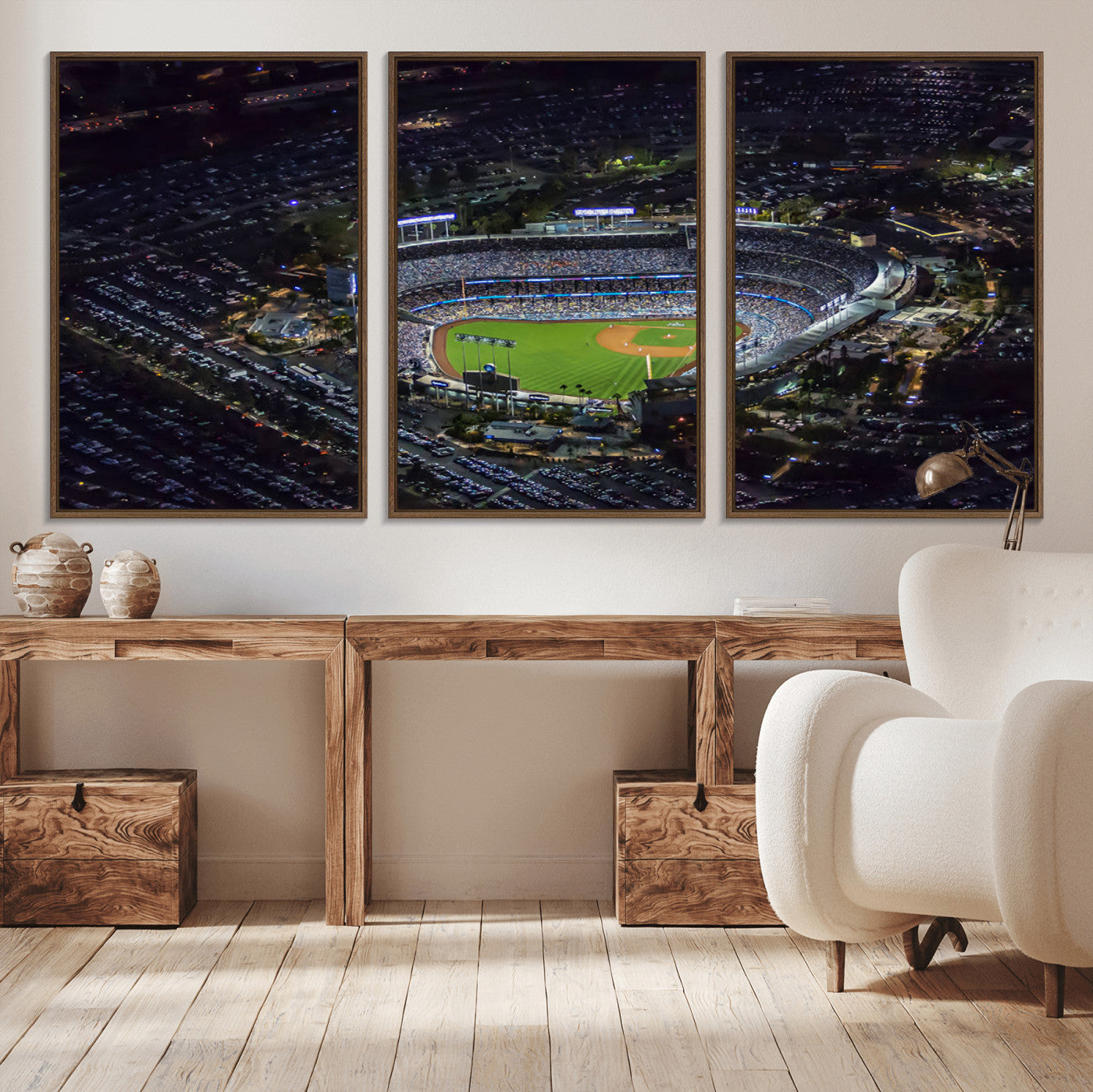 16515-MGV-CV-36X24-Dodgers Stadium Wall Art Canvas Print, Framed Baseball Stadium Art Picture Print, Dodgers Field Perfect Sport Room Decor Artwork