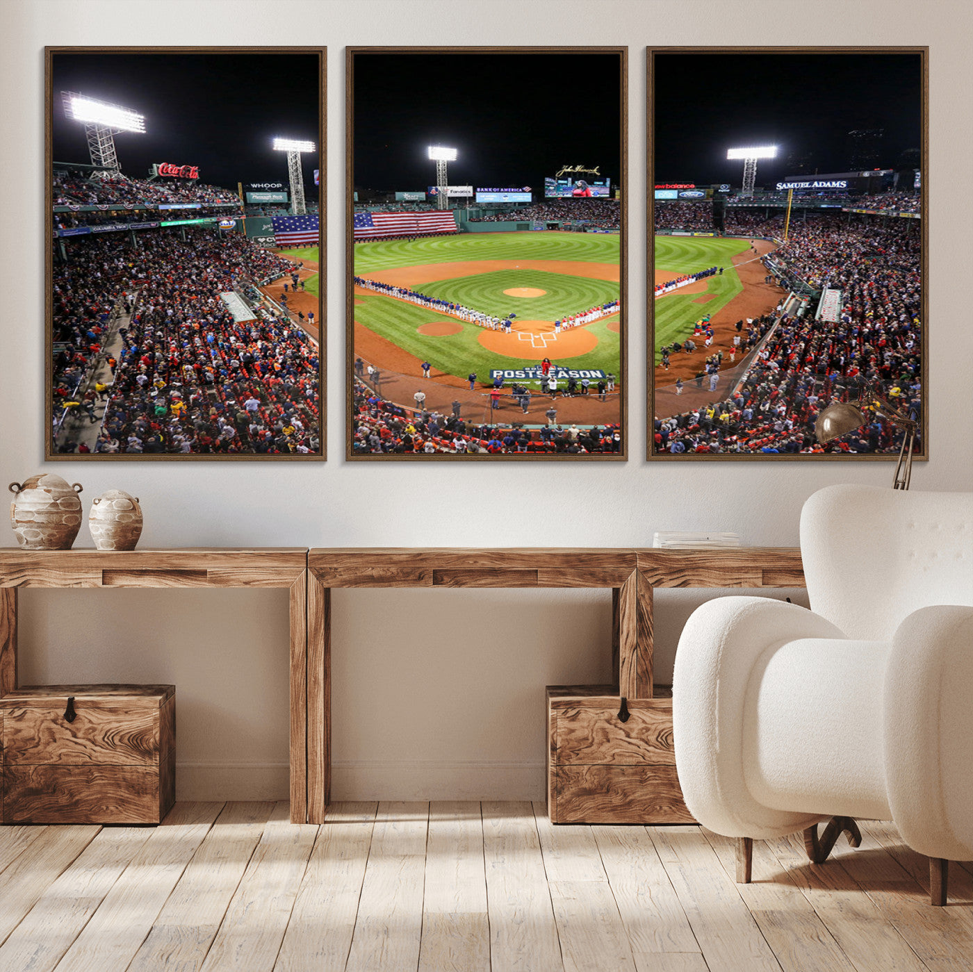 47365-MGV-CV-36X24-Fenway Park Stadium Wall Art Canvas Print, Framed Boston Baseball Stadium Art Picture Print, MLB Stadium Field Perfect Sport Room