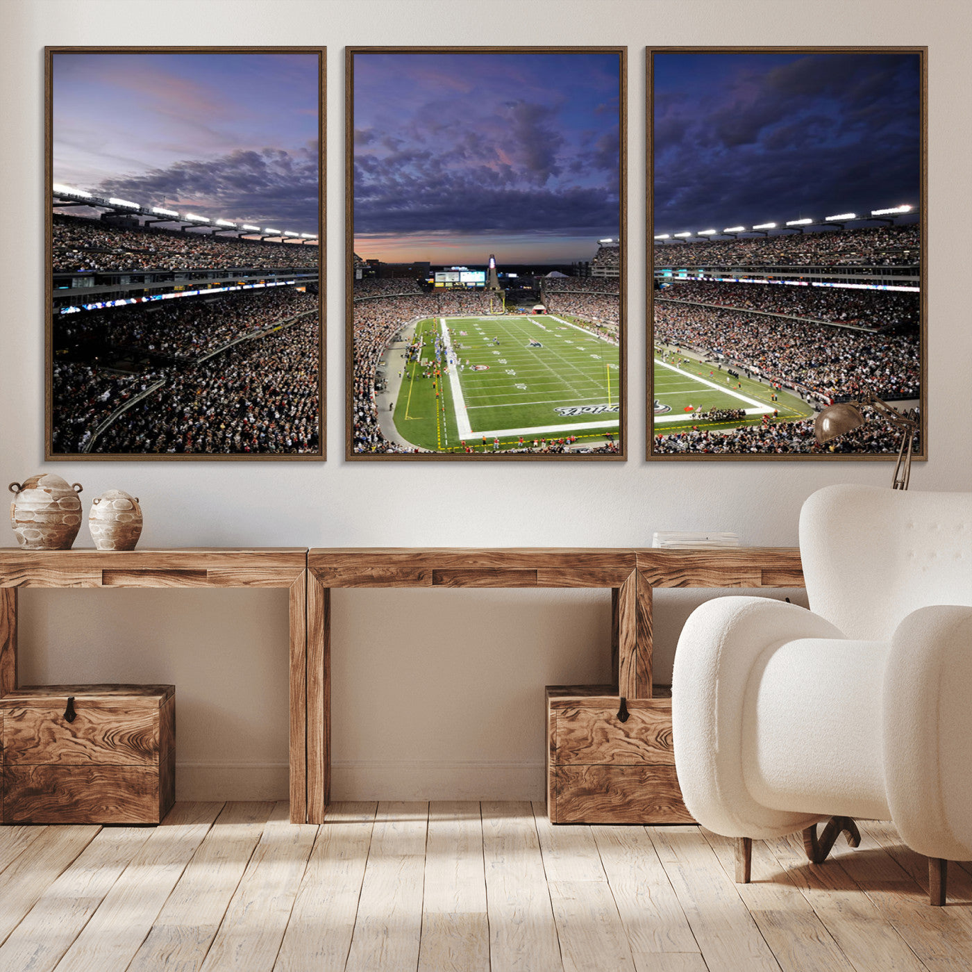 52712-MGV-CV-36X24-Gillette Stadium Field Wall Art Canvas Print, Framed Massachusetts Stadium Art Picture Print, Gillette Stadium Perfect Sport Room