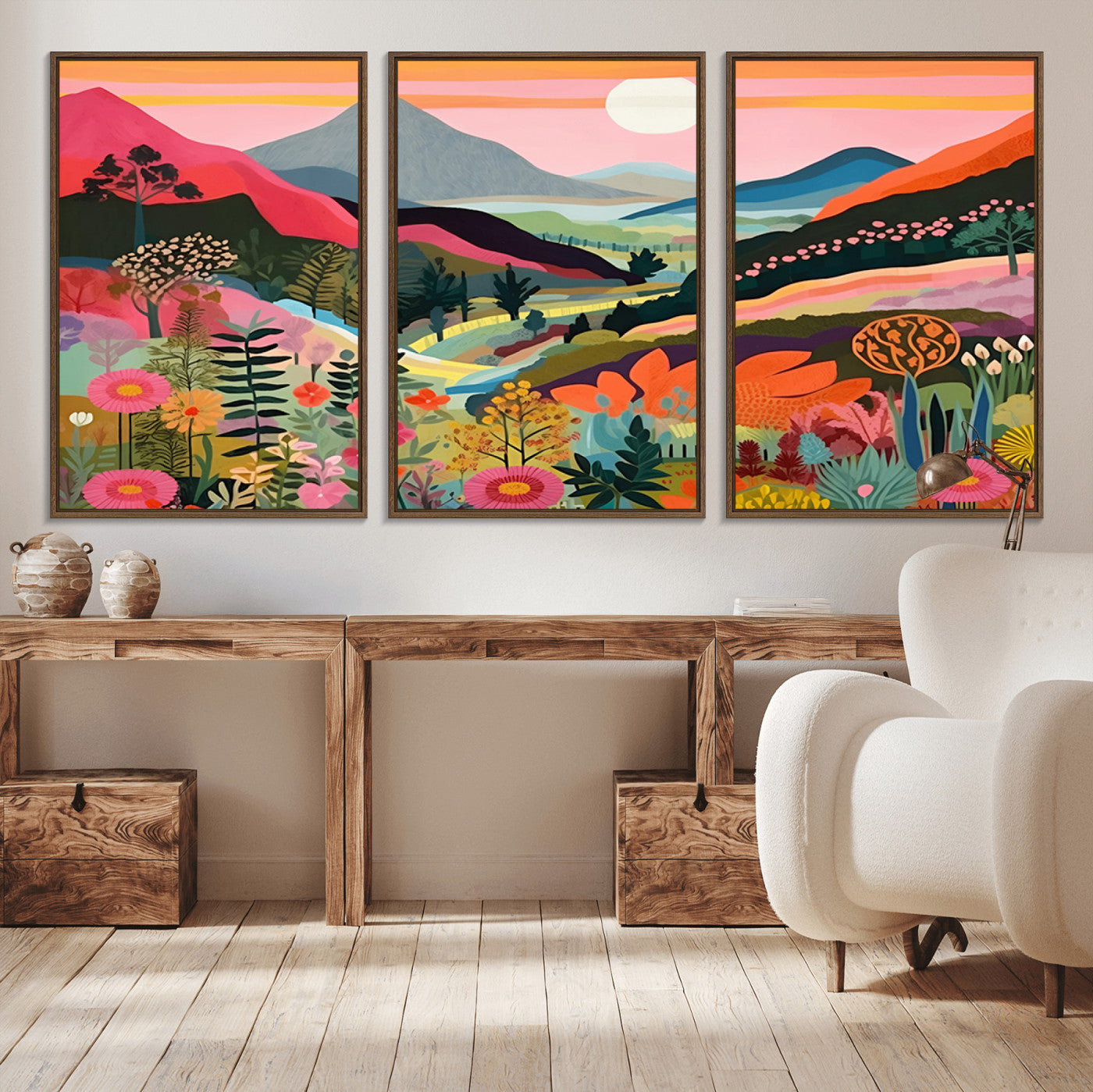 61376-MGV-CV-36X24-Floral Valley Wall Art – Panoramic Mountain Landscape Canvas Print, Vibrant Nature Decor for Living Room, Office, or Bedroom