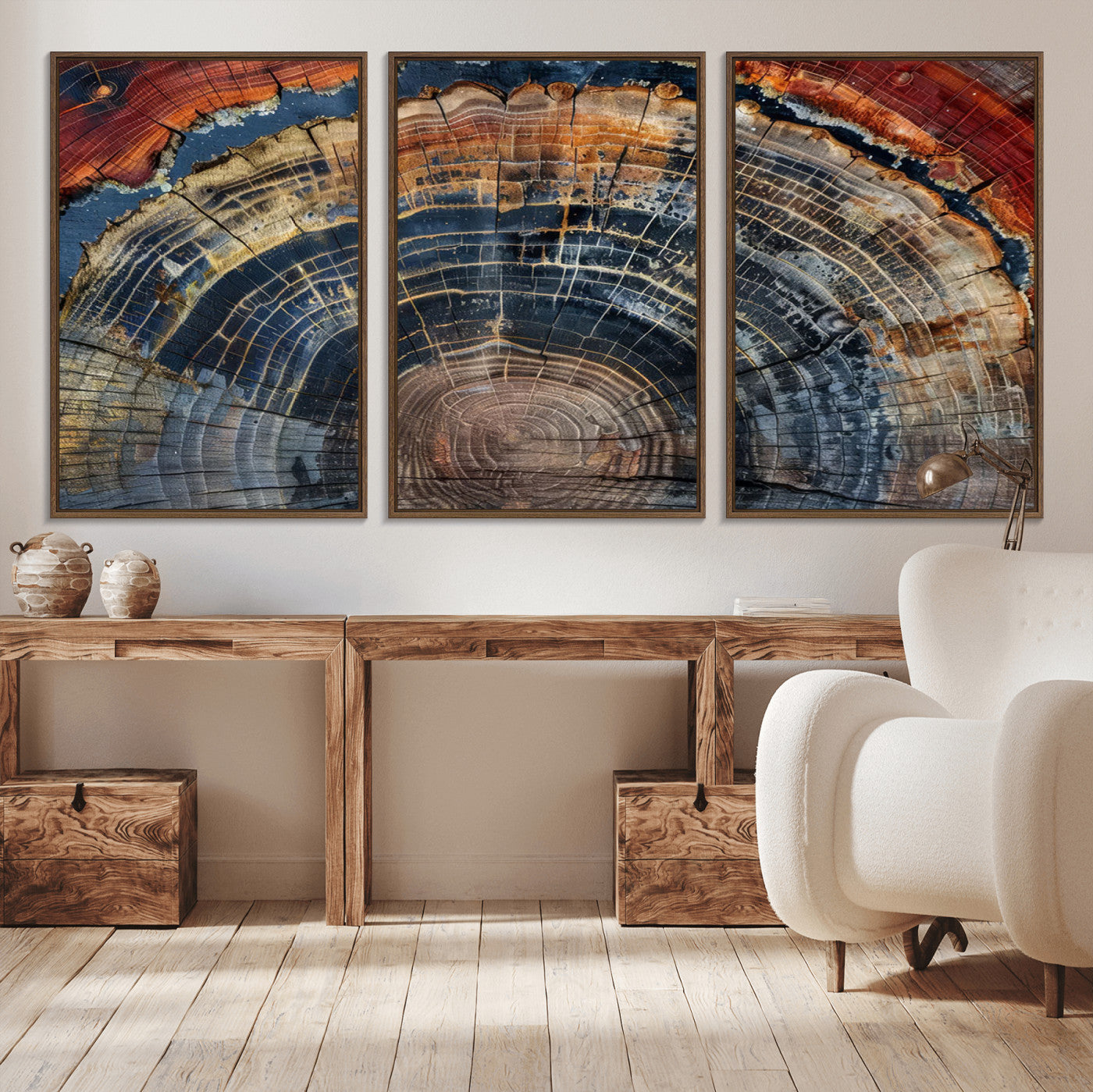 63519-MGV-CV-36X24-Tree Ring Wall Art – Rustic Nature Wood Grain Canvas Print, Abstract Natural Texture Artwork Poster for Living Room, Bedroom,