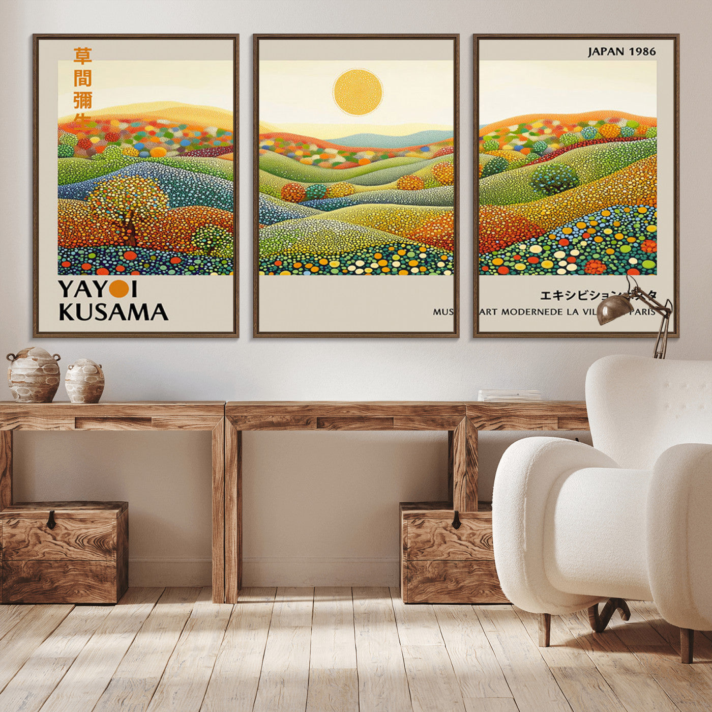 33864-MGV-CV-36X24-Pointillism Yayoi Wall Art Canvas Print, Framed Yayoi Kusama Art Picture Print, Yayoi Kusama Dot Perfect Abstract Nature Decor