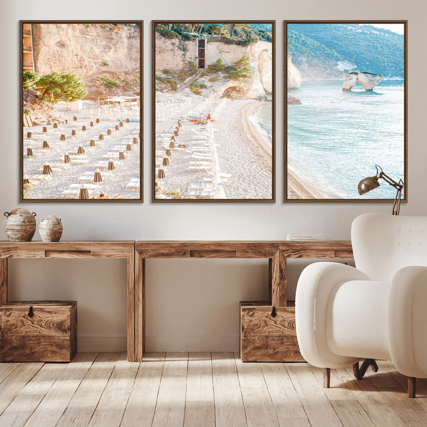 84816639-MGV-CV-36X24-Mediterranean Beach Wall Art Canvas Print, Framed Airy Coastal Art Picture Print, Summer Shore Perfect Coastal Retreat Decor