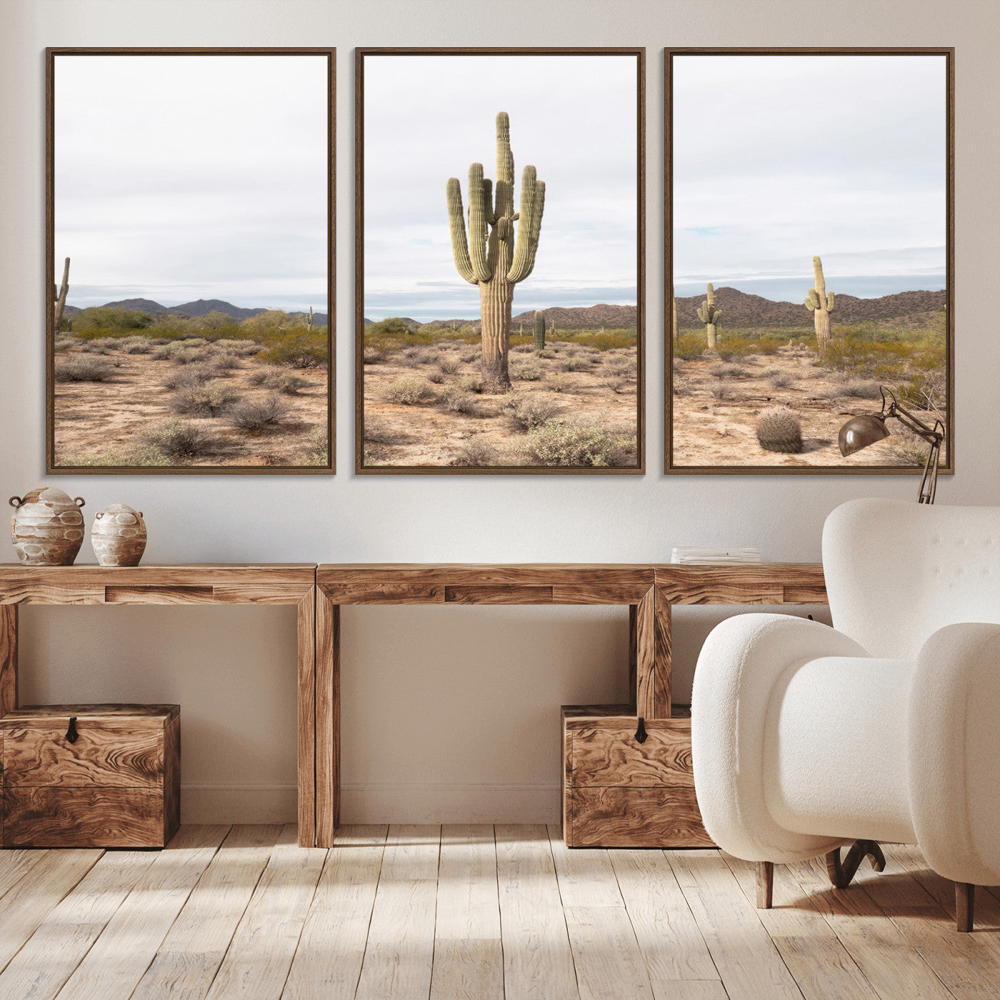 96147924-MGV-CV-36X24-Saguaro Cactus Wall Art Canvas Print, Framed Desert Cactus Art Picture Print, Earthy Desert Perfect Southwestern Boho Decor