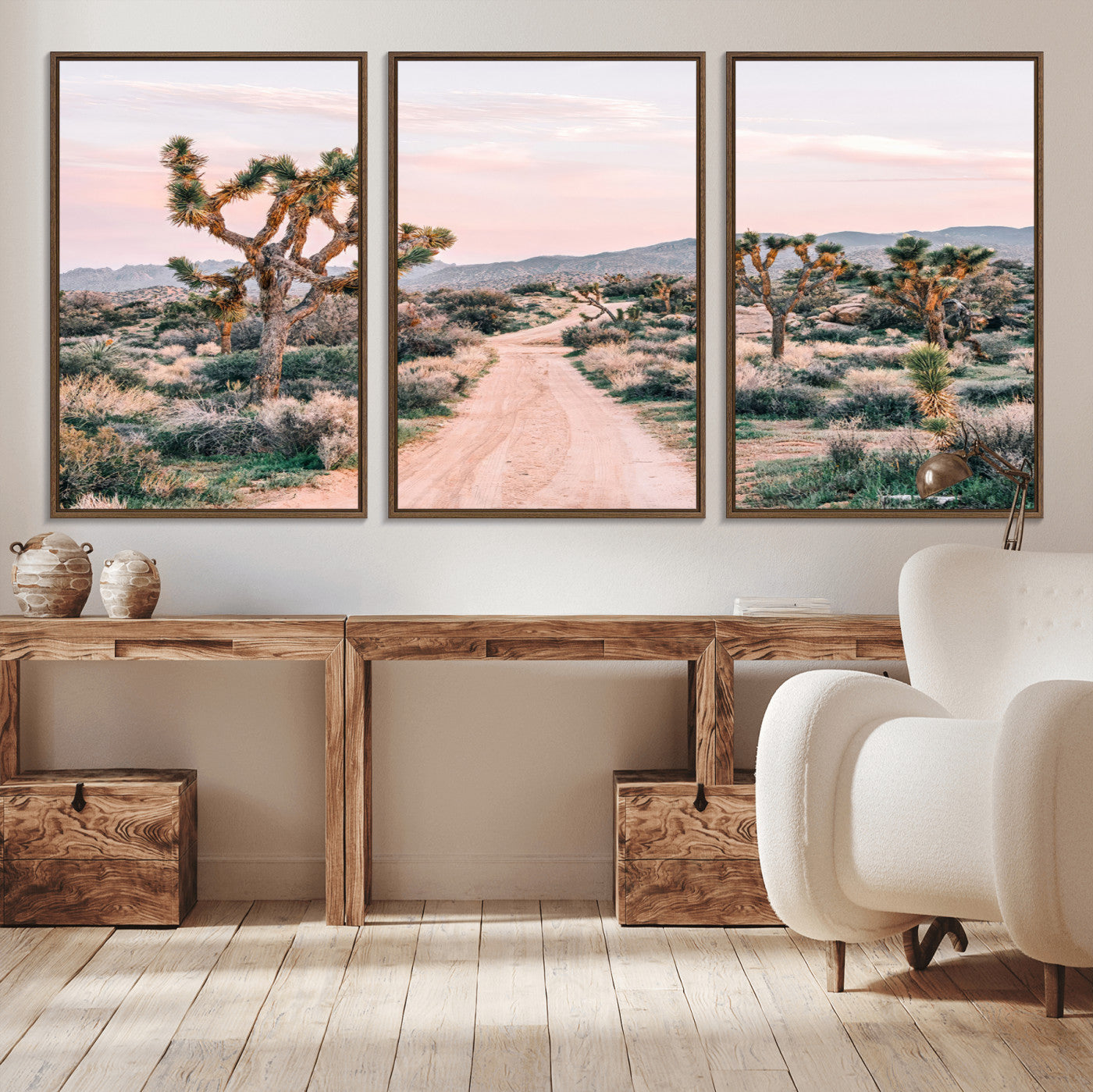 12540952-MGV-CV-36X24-Joshua Tree Park Wall Art Canvas Print, Framed Desert Road Art Picture Print, Sunset Drive Perfect Southwestern Boho Decor Artwork