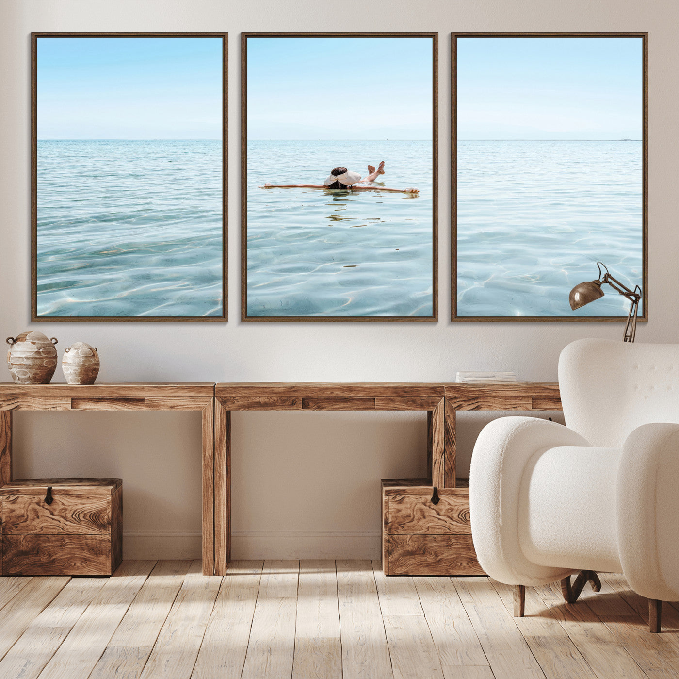 32624554-MGV-CV-36X24-Swimming Relaxation Wall Art Canvas Print, Framed Peaceful Water Art Picture Print, Clear Sea Perfect Minimalist Aquatic Decor