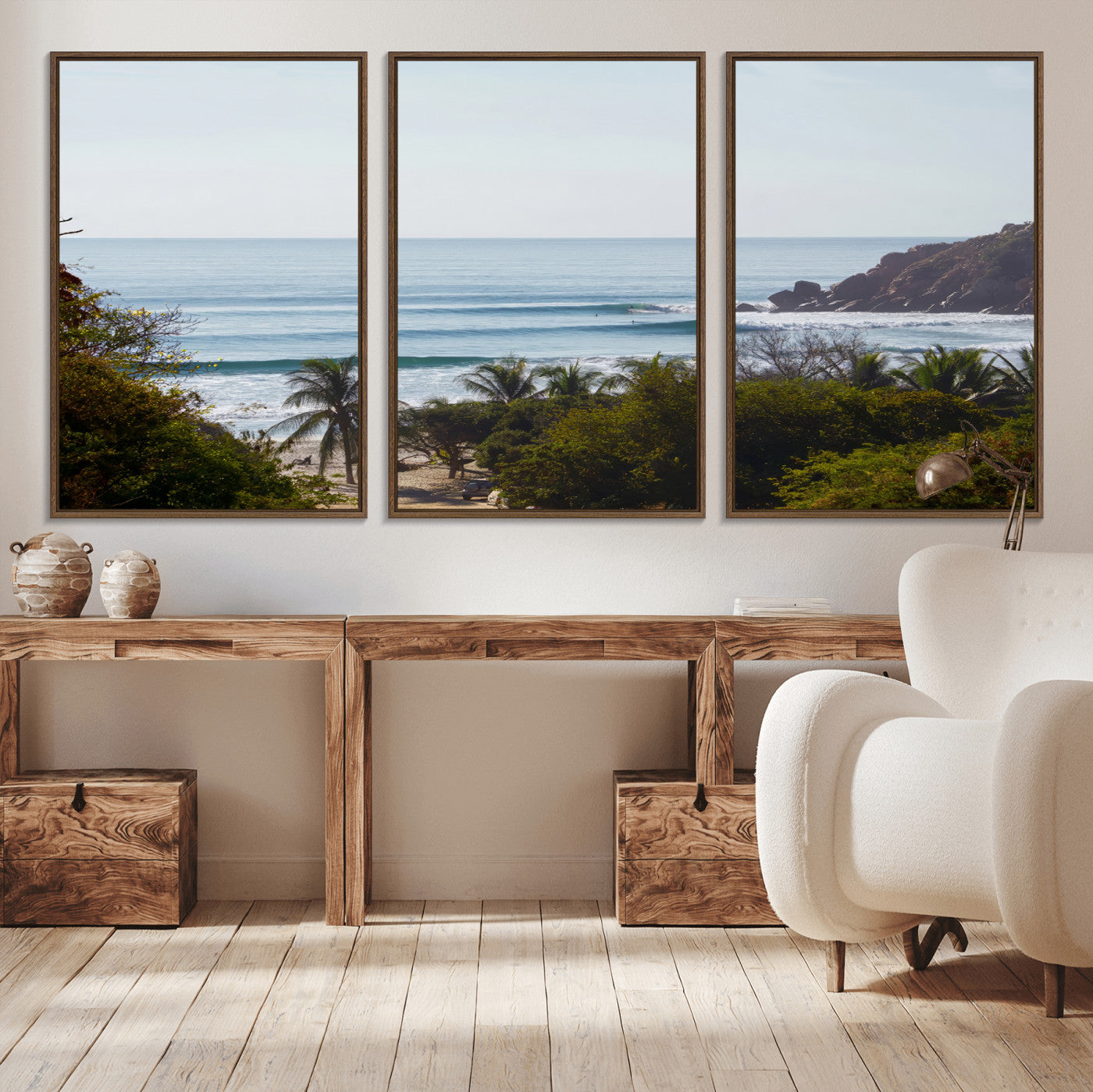 88336640-MGV-CV-36X24-Tropical Beach Scene Wall Art Canvas Print, Framed Coastal Photography Art Picture Print, Ocean Horizon Art Perfect Coastal Boho