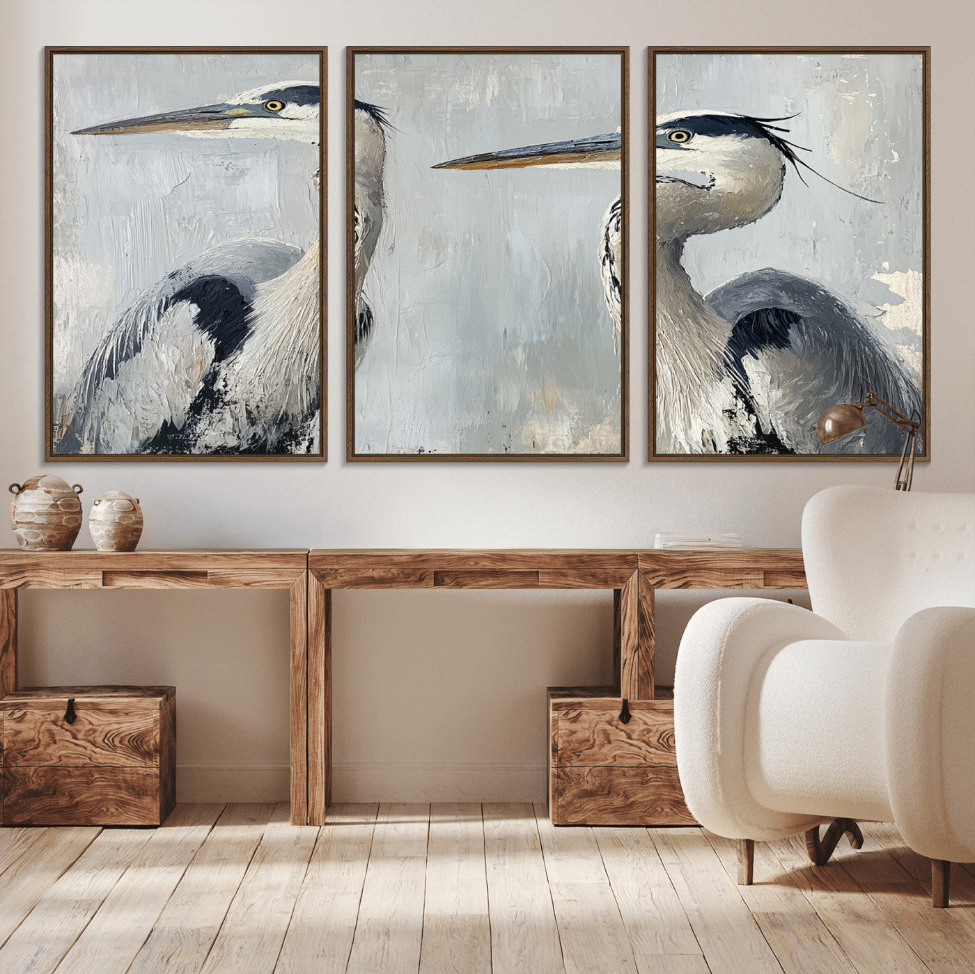 19427826-MGV-CV-36X24-Bird Canvas Decor Wall Art Canvas Print, Framed Coastal Bird Pair Art Picture Print, Minimalist Wildlife Wall Perfect Coastal