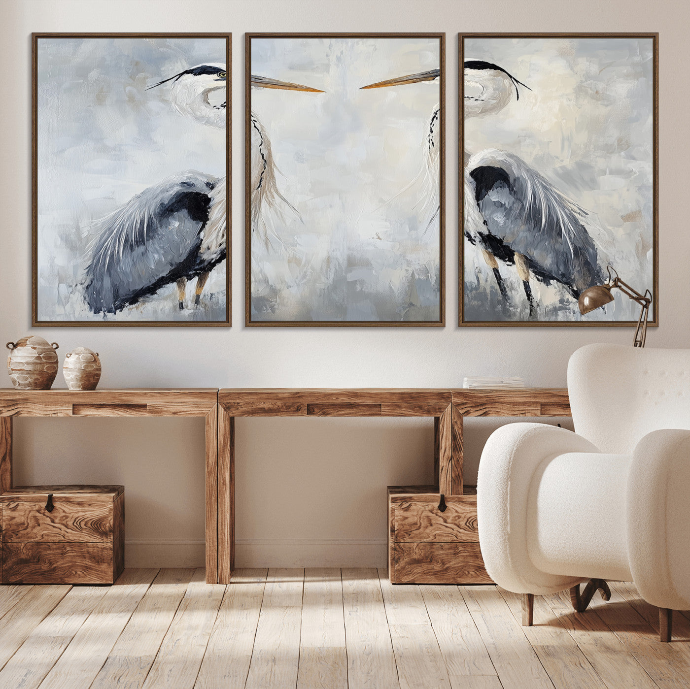 90806932-MGV-CV-36X24-Heron Wall Art Wall Art Canvas Print, Framed Bird Canvas Decor Art Picture Print, Nature Inspired Perfect Coastal Minimalist Decor