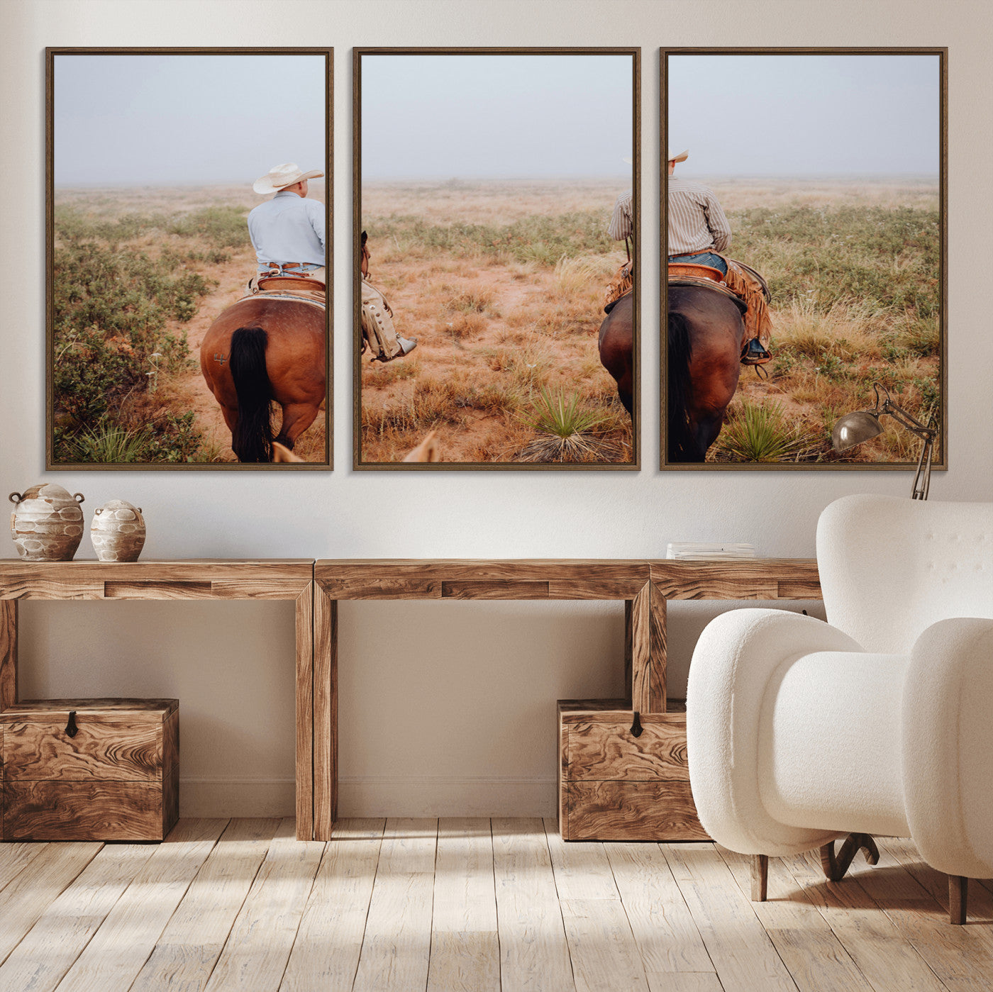 54943176-MGV-CV-36X24-Cowboy Wall Art Wall Art Canvas Print, Framed Western Canvas Art Picture Print, Rustic Ranch Scene Perfect Rustic Western Decor
