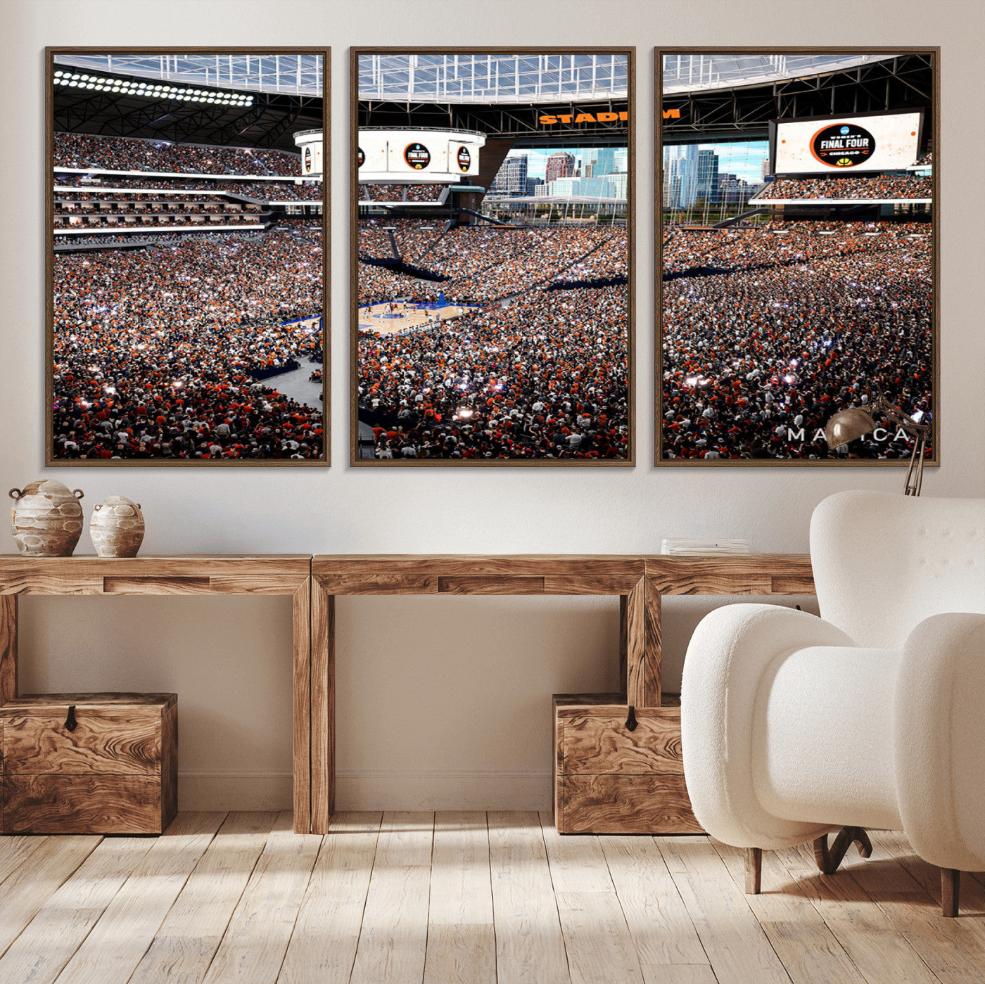 38616413-MGV-CV-36X24-Chicago Dome Stadium Wall Art – Futuristic Basketball Final Four Arena Canvas Print, Modern Sports Fan Decor for Man Cave or