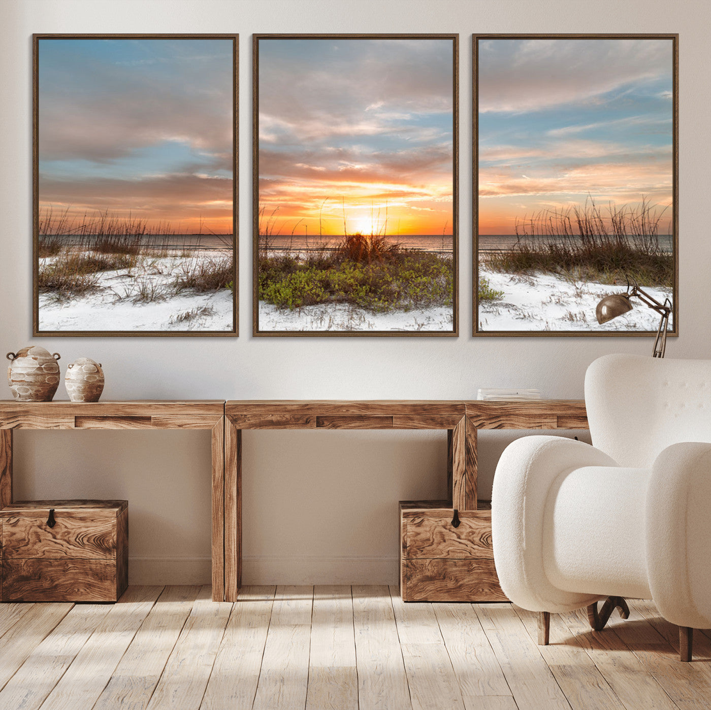 58266230-MGV-CV-36X24-Sunset Beach Canvas Wall Art – Coastal Ocean Landscape Print, Seaside Nature Art for Coastal Chic Decor, Living Room, Bedroom,