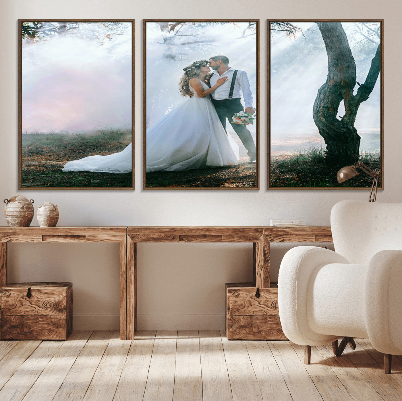 CSTM913-MGV-CV-36X24-Framed Wedding Canvas Print - Custom Wall Art Keepsake for Couples, Elegant Home Decoration Gift, Create Your Own Photo Canvas
