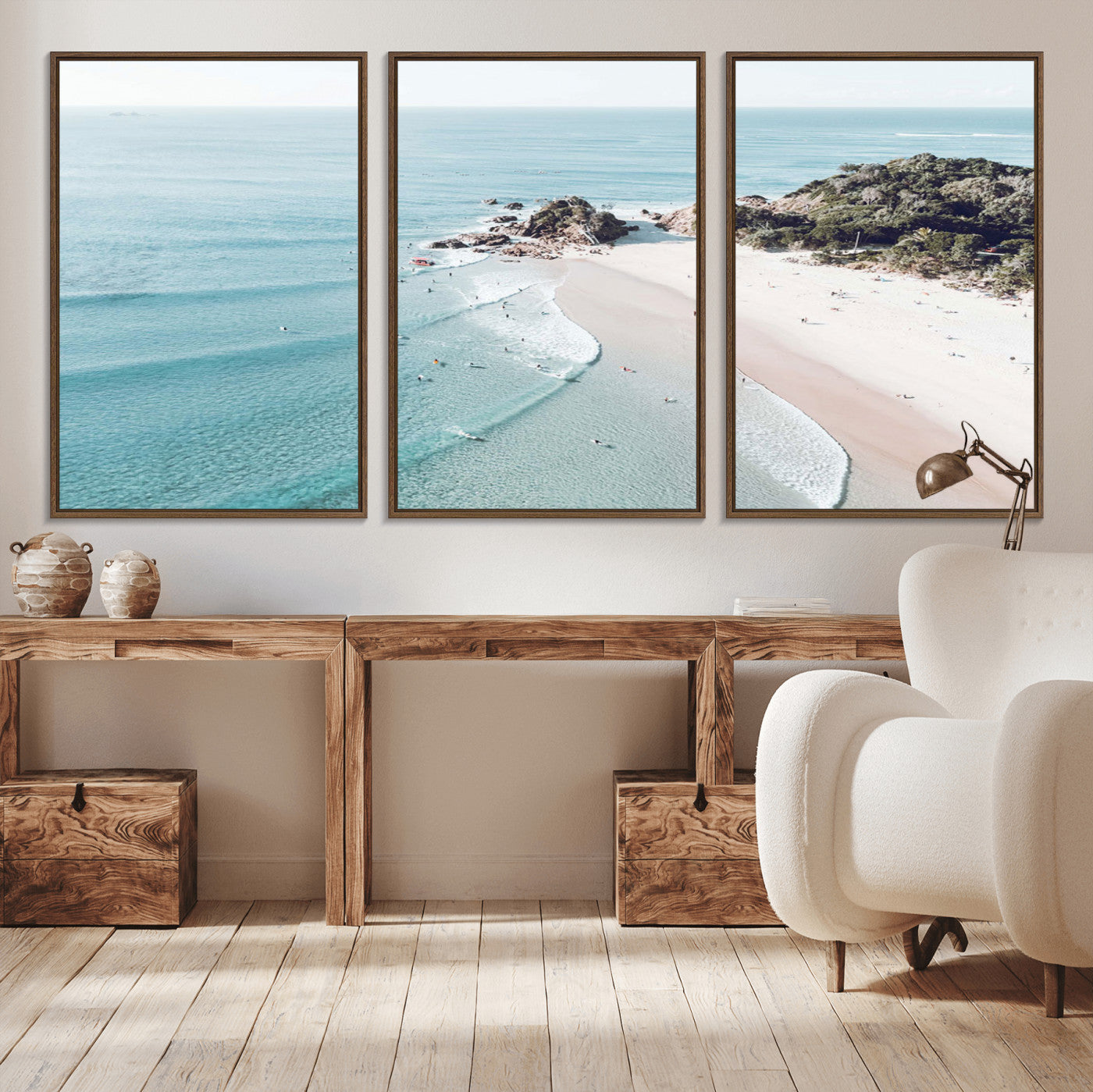 79395467-MGV-CV-36X24-Coastal Wall Art – Aerial Beach Canvas Print, Ocean Waves and Sandy Shore Photography Decor for Bedroom, Living Room, Office,