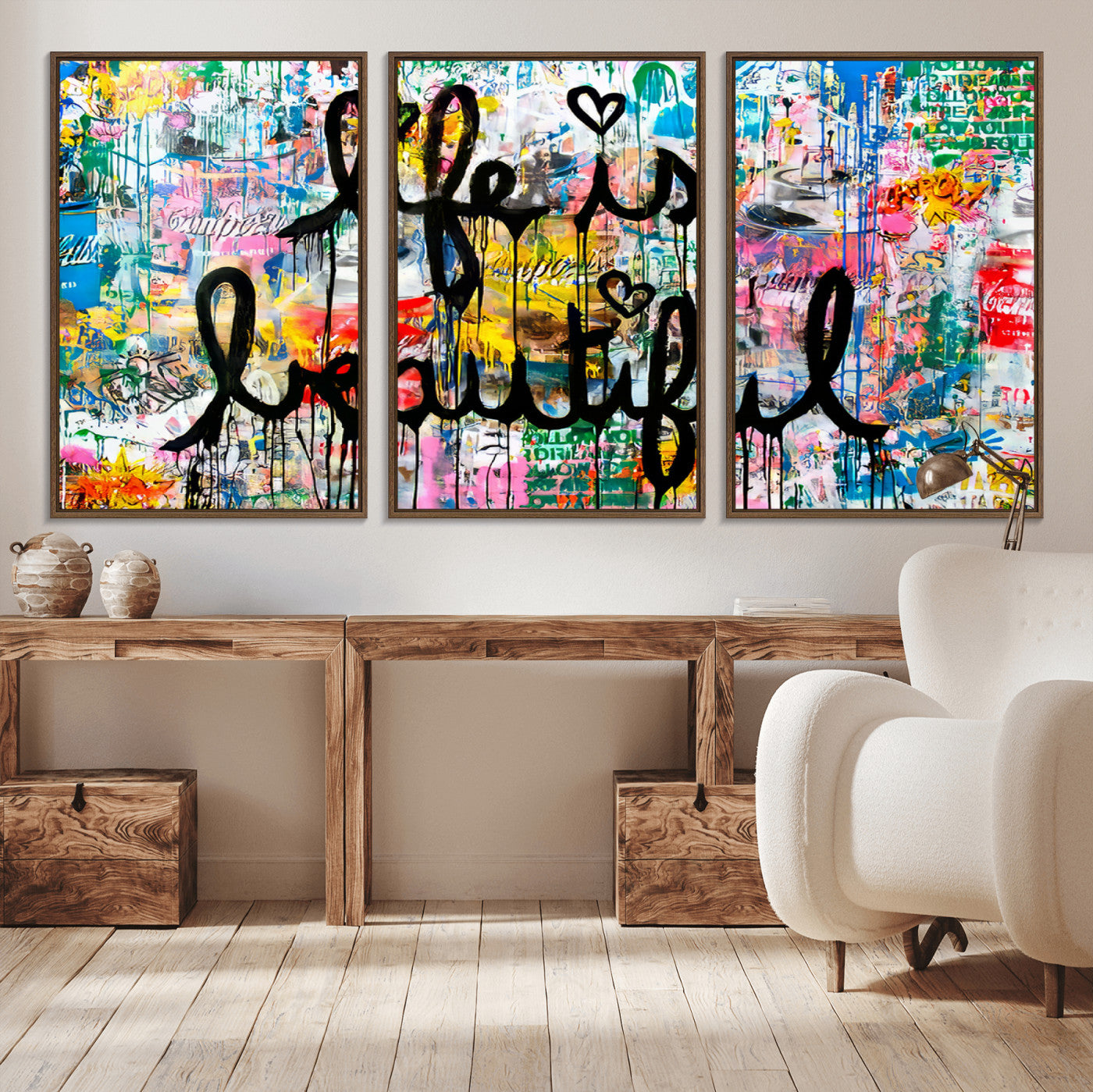 36856-MGV-CV-36X24-Life Is Beautiful Wall Art – Colorful Graffiti Canvas Print, Modern Street Style Artwork, Inspirational Decor for Living Room,