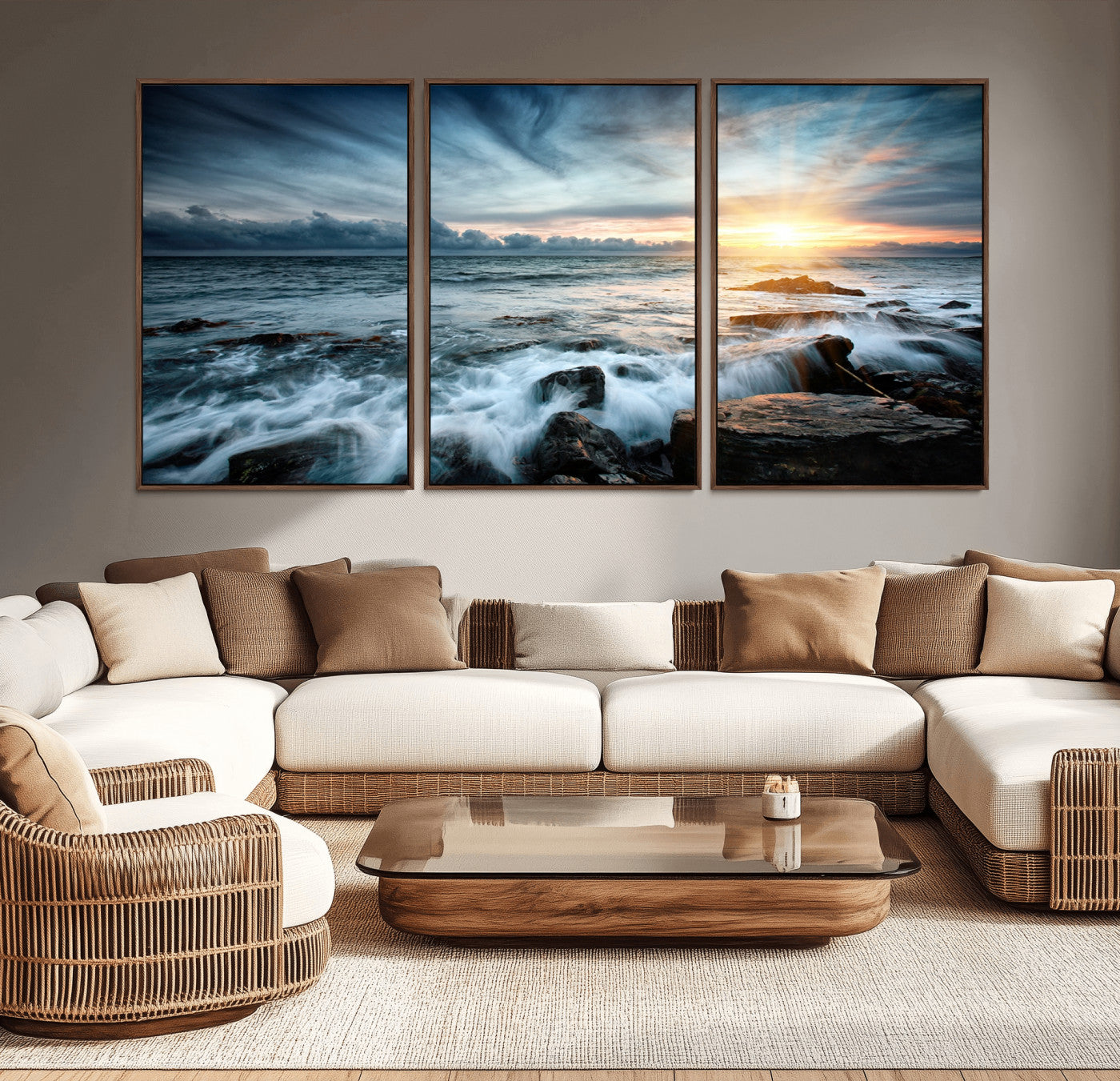 33428-MGV-CV-36X24-Ocean Sunrise Wall Art – Serene Seascape Canvas Print, Coastal Home or Office Decor, Perfect for Living Room, Bedroom, or Study