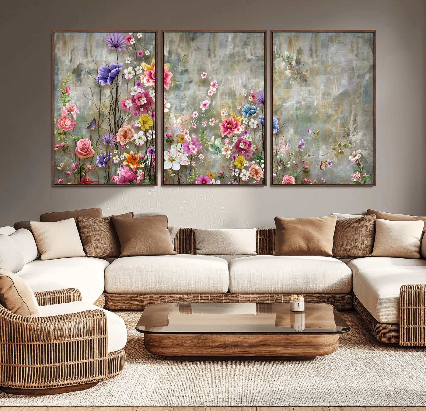 96650-MGV-CV-36X24-Floral Wall Art – Vibrant Mixed Flowers Canvas Print, Colorful Garden Home Decor for Living Room, Bedroom, Office or Nursery