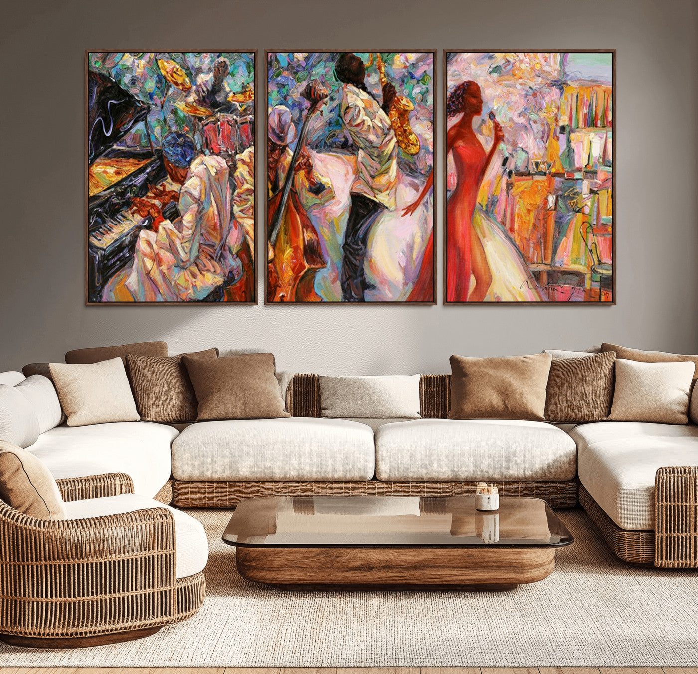 20362-MGV-CV-36X24-Jazz Band Wall Art – Vibrant Music Scene Canvas Print, Colorful Jazz Night Decor for Living Room, Music Studio, Office or Lounge