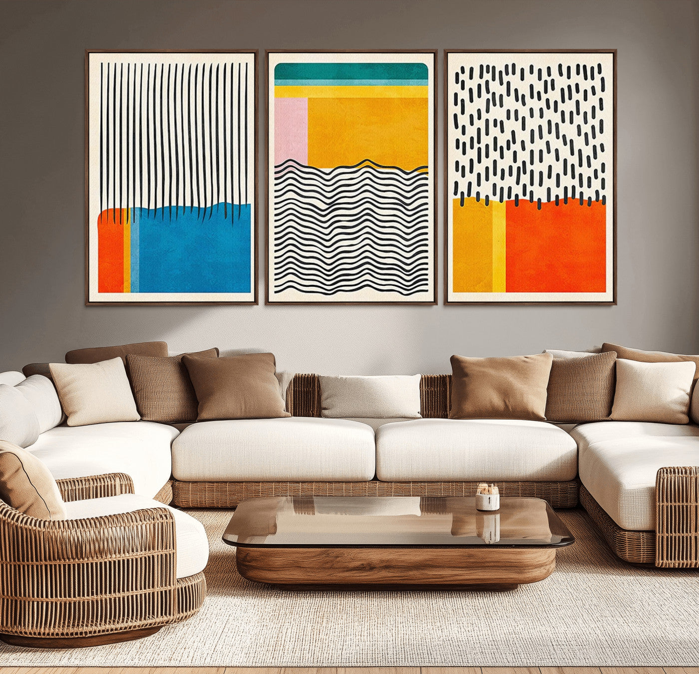 85253-MGV-CV-36X24-Abstract Geometric Wall Art – Modern Minimalist Shapes Canvas Print, Colorful Contemporary Decor for Living Room or Office