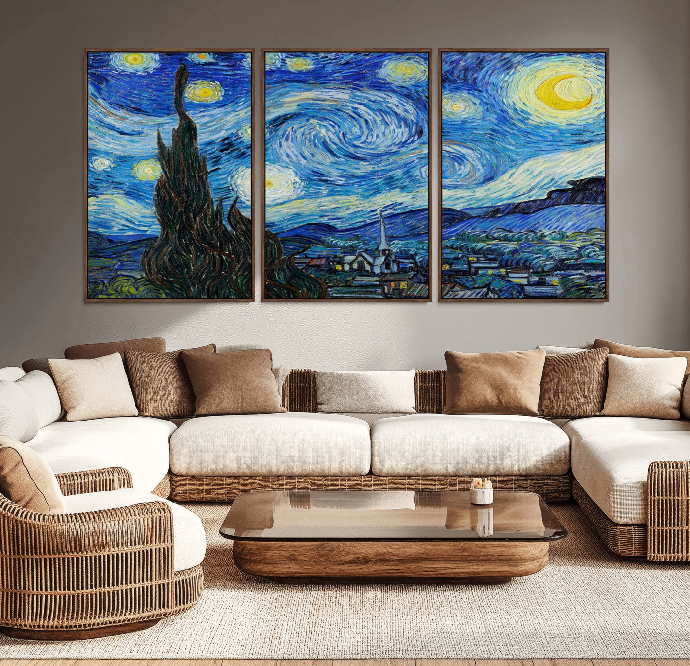 39177-MGV-CV-36X24-Starry Night Wall Art – Vincent van Gogh Famous Painting Canvas Print, Timeless Starry Sky Decor for Living Room, Bedroom or
