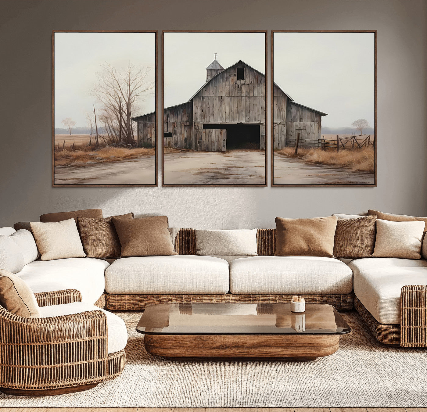11602-MGV-CV-36X24-Old Barn Wall Art Canvas Print, Framed Rustic Barn Art Picture Print, Old Farmhouse Perfect Rustic Farmhouse Decor Artwork
