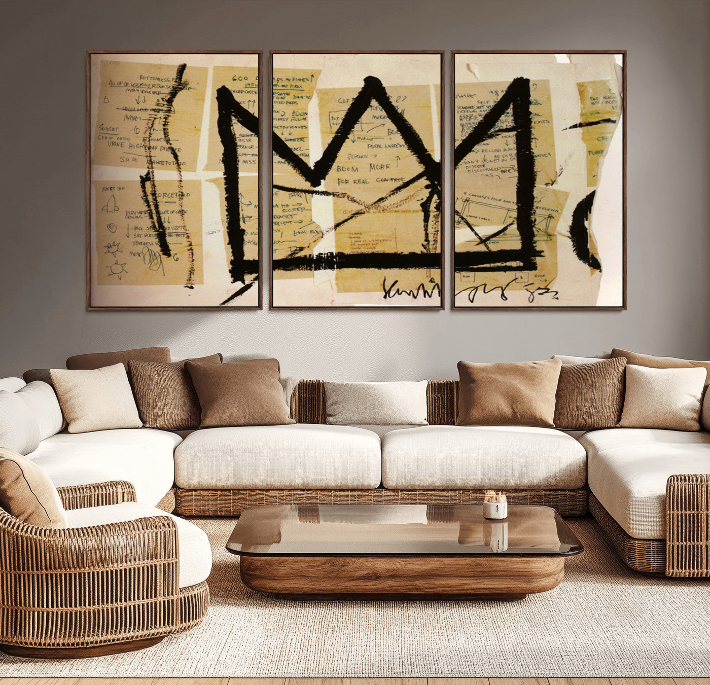 37215-MGV-CV-36X24-Abstract Crown Wall Art – Urban Graffiti Style Canvas Print Modern Street Art Design, Bold Contemporary Decor for Living Room,
