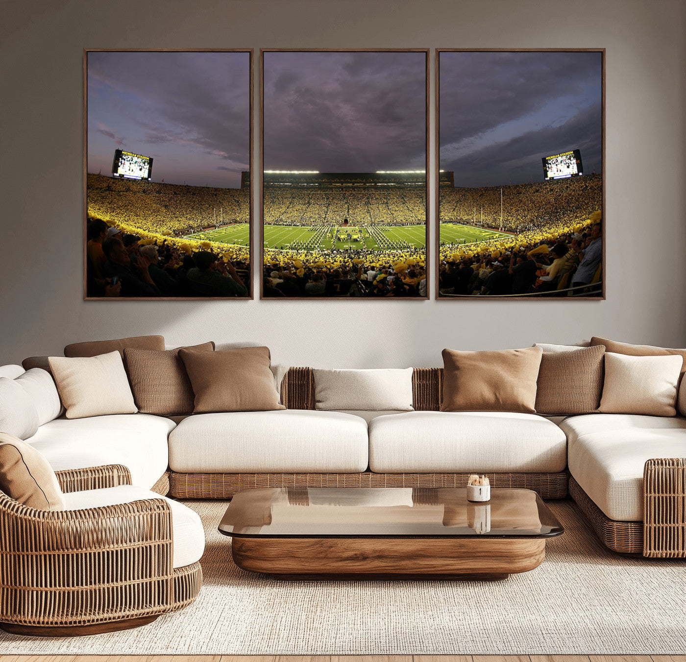 72404-MGV-CV-36X24-Michigan Wolverine Stadium Wall Art Canvas Print, Framed Michigan Stadium Art Picture Print, Football Stadium Perfect Sport Room