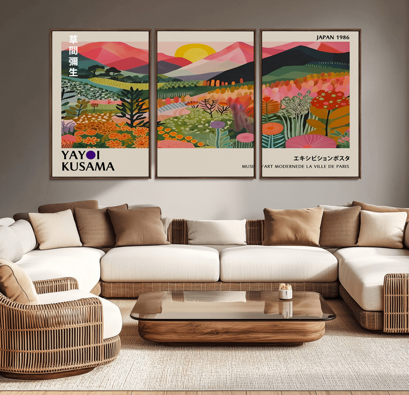 71942-MGV-CV-36X24-Colorful Mountain Valley Wall Art – Panoramic Floral Landscape Canvas Print, Vibrant Nature Scene for Living Room, Bedroom,