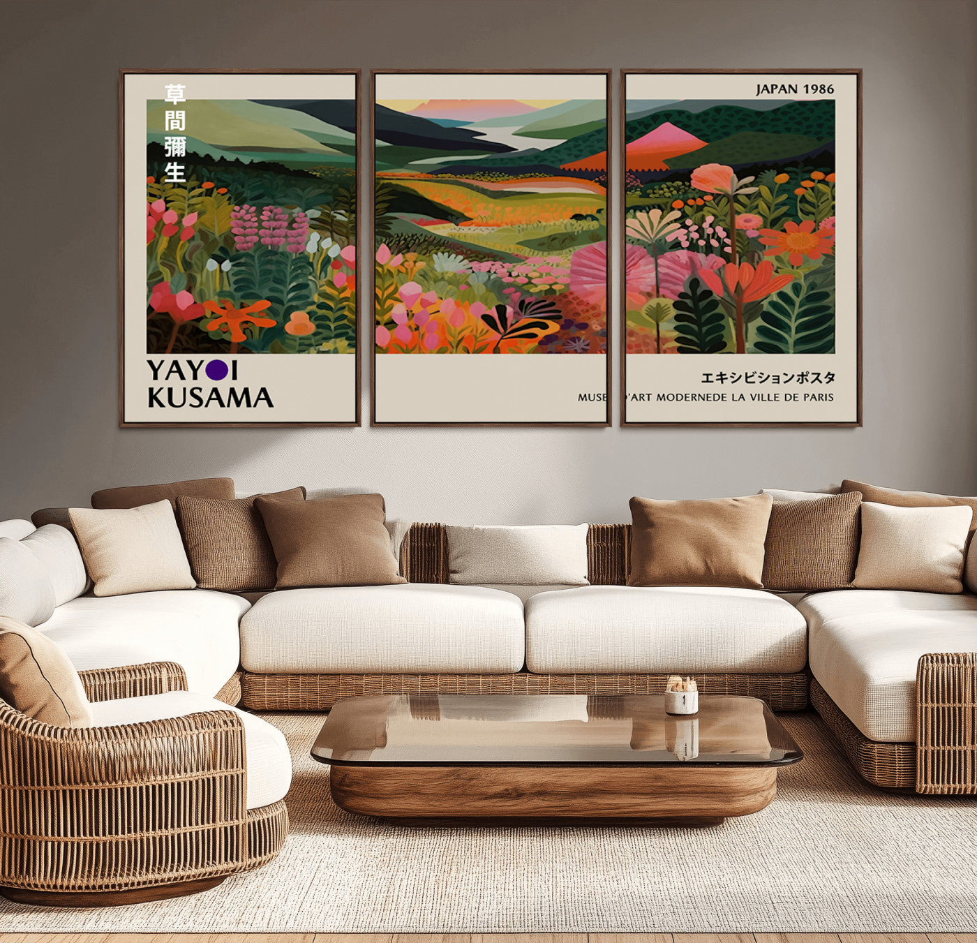 75719-MGV-CV-36X24-Botanical Mountain Valley Wall Art – Panoramic Nature Canvas Print, Vibrant Floral Field Artwork for Living Room, Bedroom, Office,
