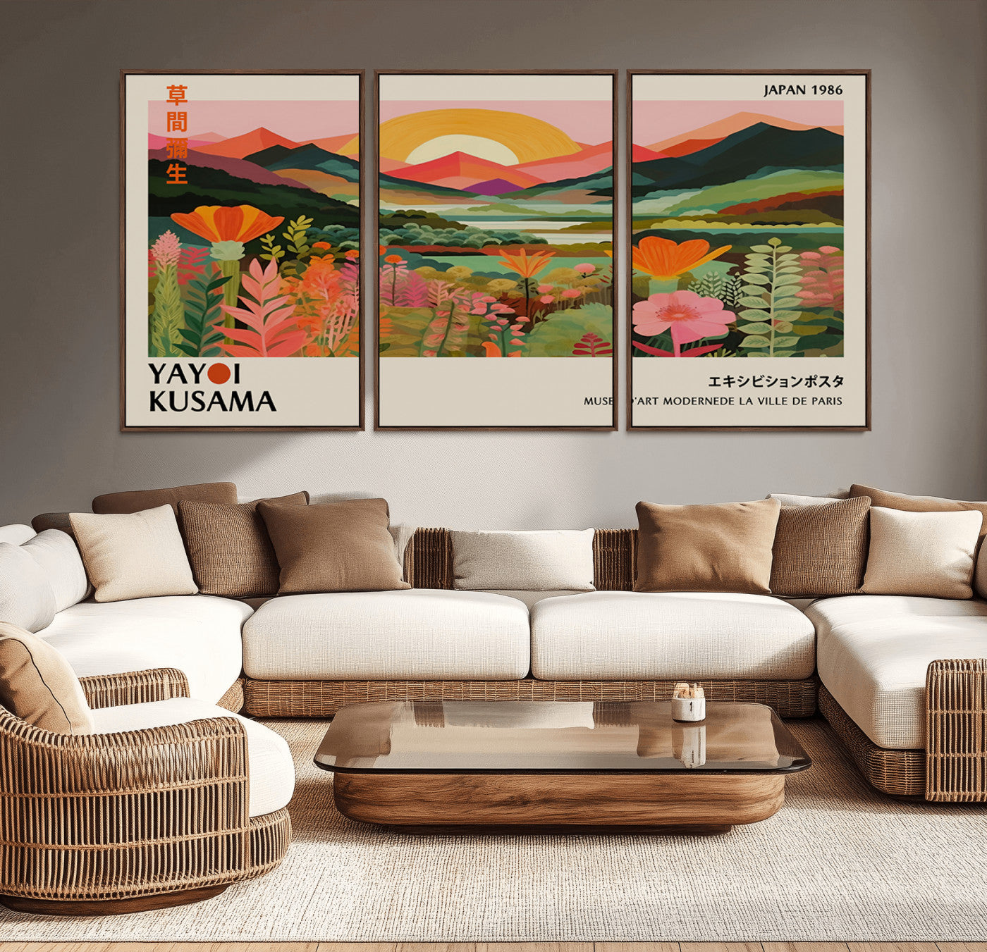 15153-MGV-CV-36X24-Floral Sunset Landscape Wall Art – Panoramic Nature Canvas Print, Vibrant Botanical Artwork for Living Room, Bedroom, Office, or