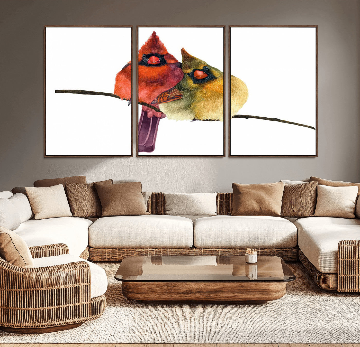 56182-MGV-CV-36X24-Cardinal Couple Wall Art – Male and Female Cardinal Canvas Print, Romantic Bird Artwork for Nature Lovers, Living Room, Bedroom,