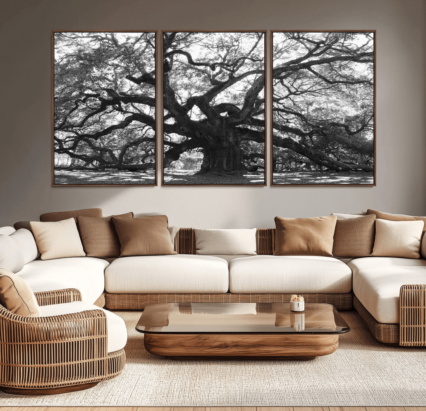 81655611-MGV-CV-36X24-Ancient Oak Wall Art Canvas Print, Framed Twisted Branches Art Picture Print, Gnarled Tree Perfect Moody Nature Decor Artwork