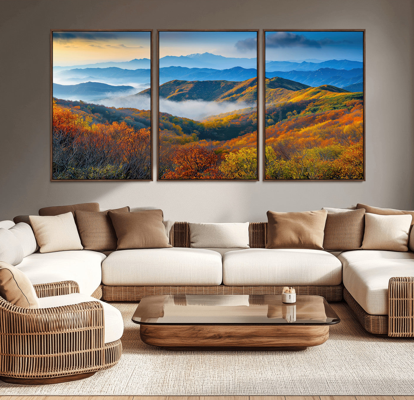 86772247-MGV-CV-36X24-Autumn Mountains Wall Art Canvas Print, Framed Fall Foliage Art Picture Print, Vibrant Hills Perfect Vibrant Nature Decor Artwork