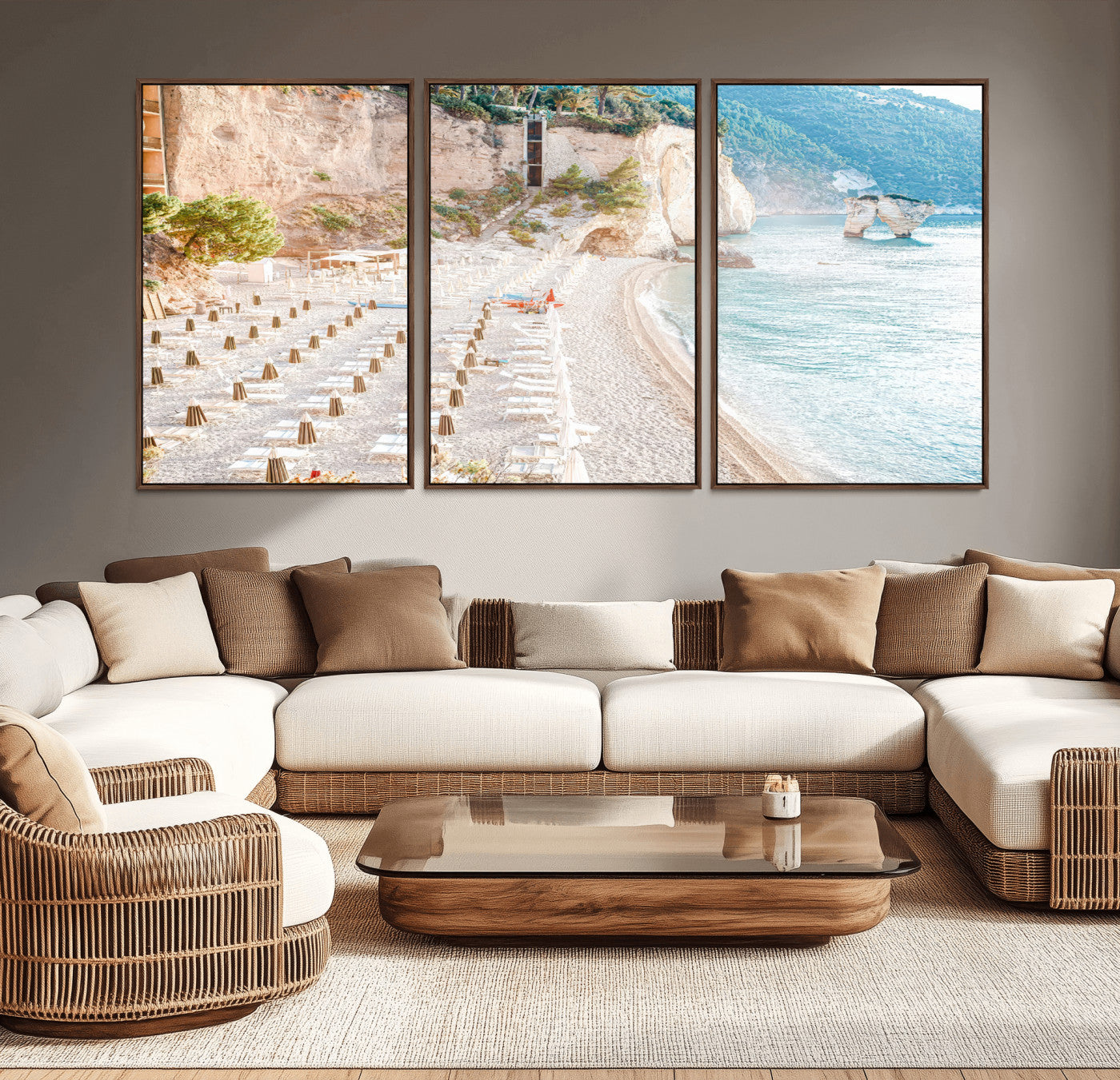 84816639-MGV-CV-36X24-Mediterranean Beach Wall Art Canvas Print, Framed Airy Coastal Art Picture Print, Summer Shore Perfect Coastal Retreat Decor