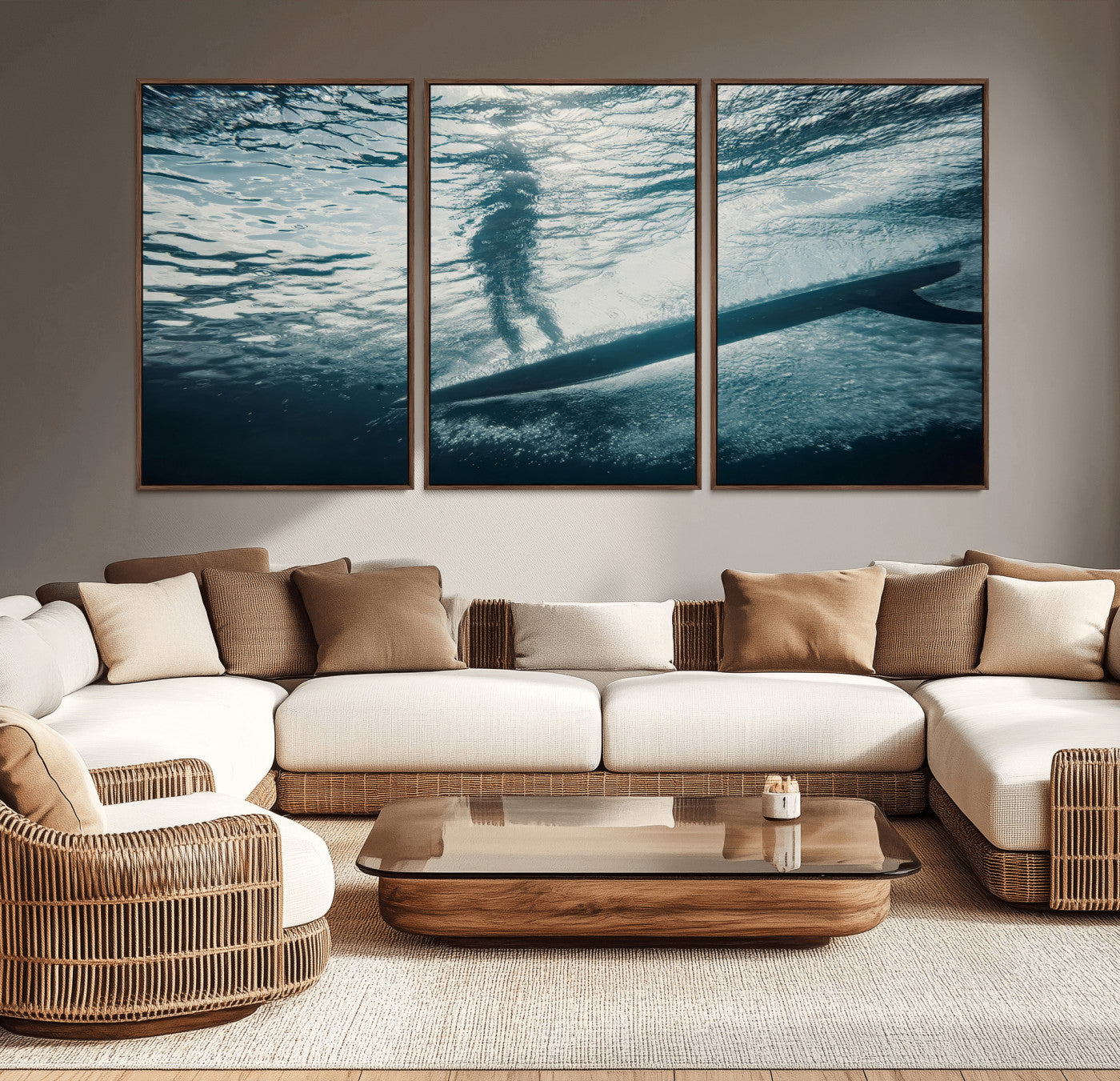 71192524-MGV-CV-36X24-Submerged Surf Wall Art Canvas Print, Framed Underwater Perspective Art Picture Print, Ocean Surf Perfect Coastal Adventure Decor