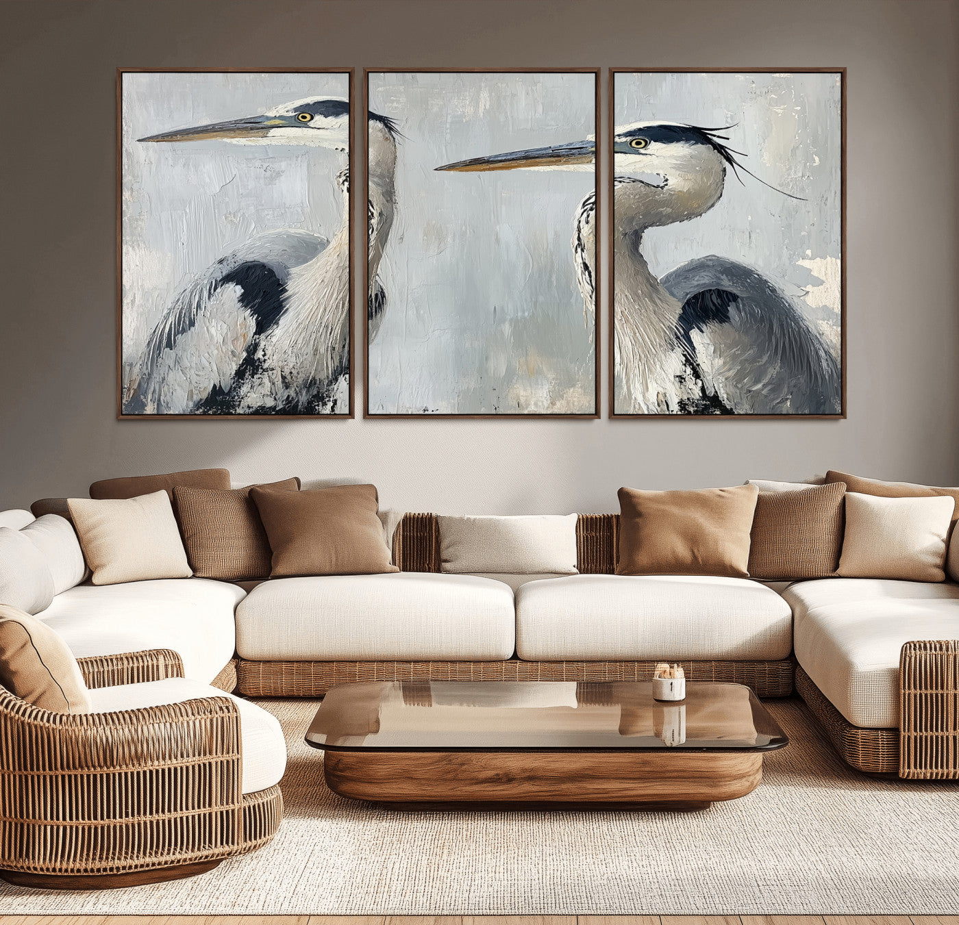 19427826-MGV-CV-36X24-Bird Canvas Decor Wall Art Canvas Print, Framed Coastal Bird Pair Art Picture Print, Minimalist Wildlife Wall Perfect Coastal