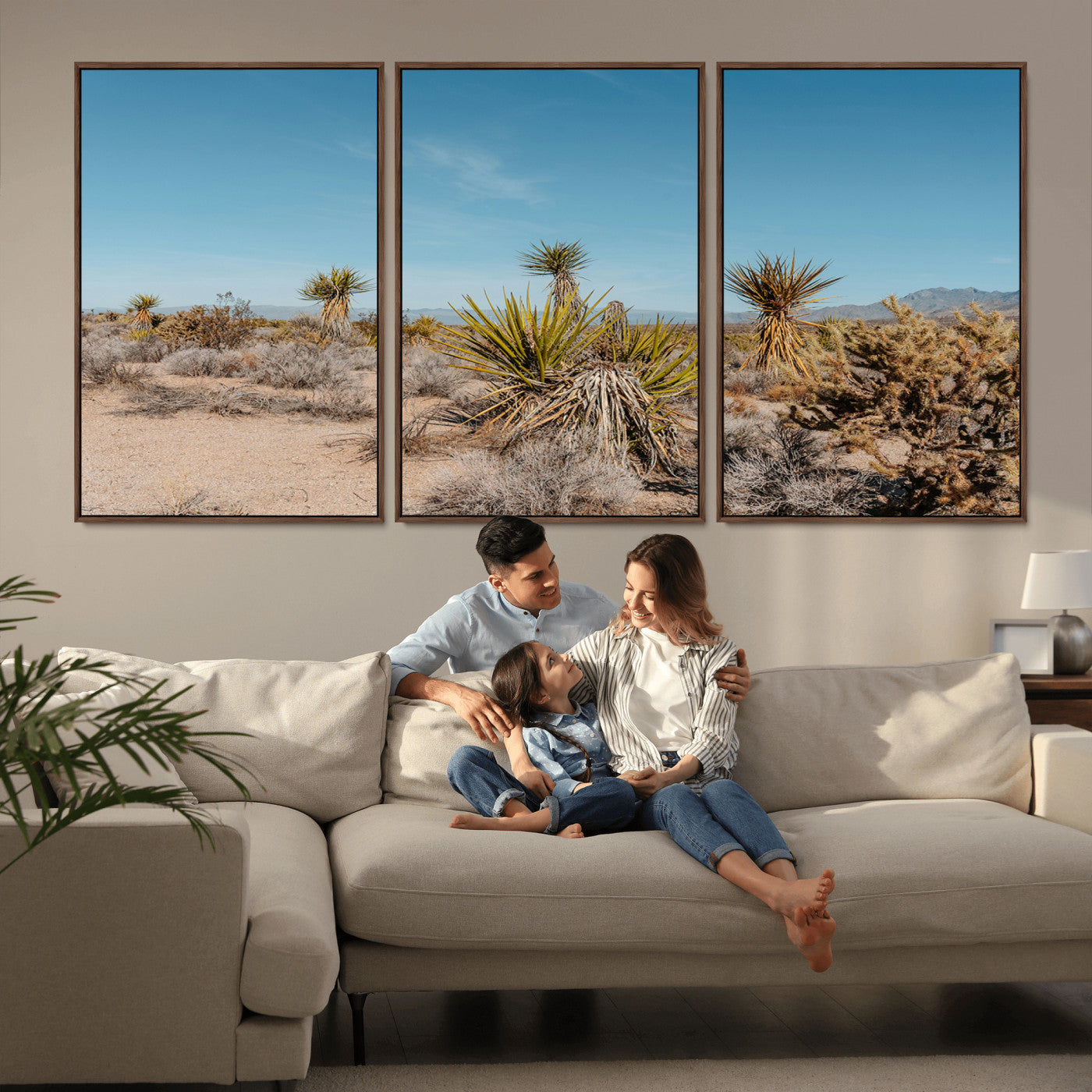 35156165-MGV-CV-36X24-Joshua Tree Wall Art Canvas Print, Framed Desert Landscape Art Picture Print, Warm Earth Tones Perfect Southwestern Minimalist