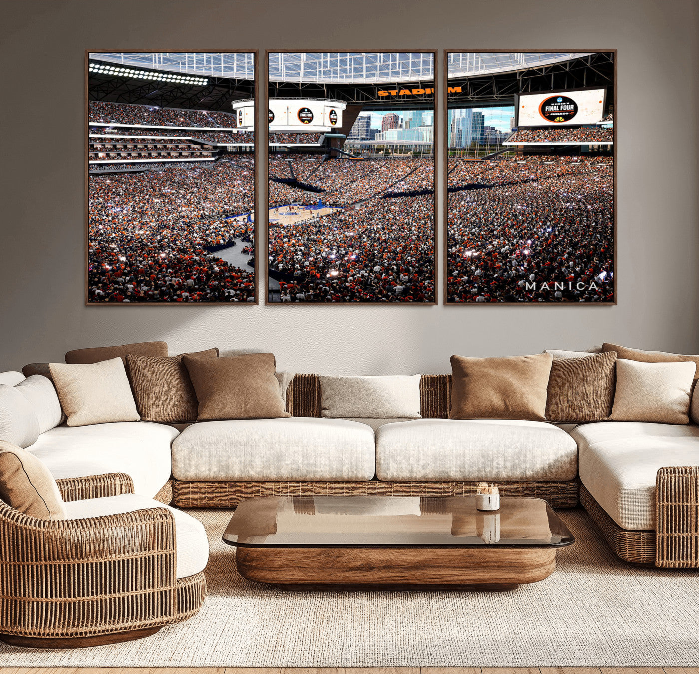 38616413-MGV-CV-36X24-Chicago Dome Stadium Wall Art – Futuristic Basketball Final Four Arena Canvas Print, Modern Sports Fan Decor for Man Cave or