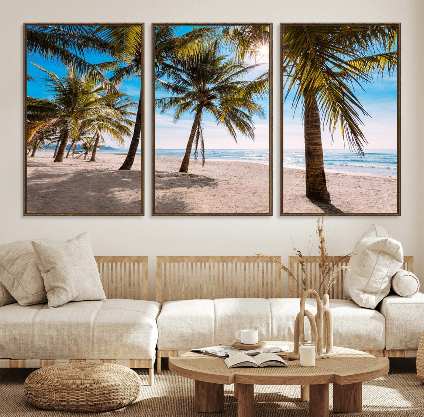 98175-MGV-CV-36X24-Tropical Palm Beach Wall Art – Relaxing Ocean Shore Canvas Print with Palm Trees, Coastal Summer Decor for Living Room, Bedroom or