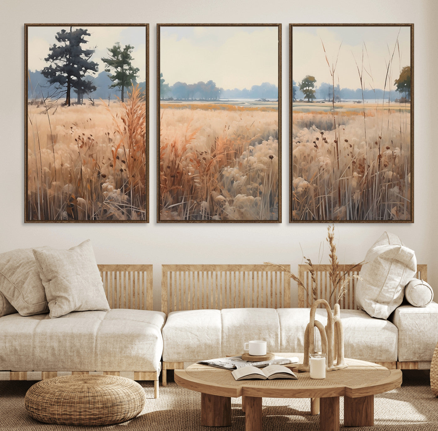 98822-MGV-CV-36X24-Autumn Meadow Wall Art – Tranquil Grassland Landscape Canvas Print, Rustic Country Decor for Living Room, Bedroom or Farmhouse