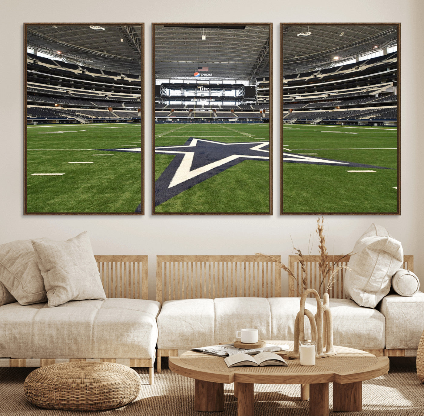 14834-MGV-CV-36X24-Dallas Att Stadium Wall Art Canvas Print, Framed Texas NFL Stadium Art Picture Print, American Football Stadium Perfect Sports