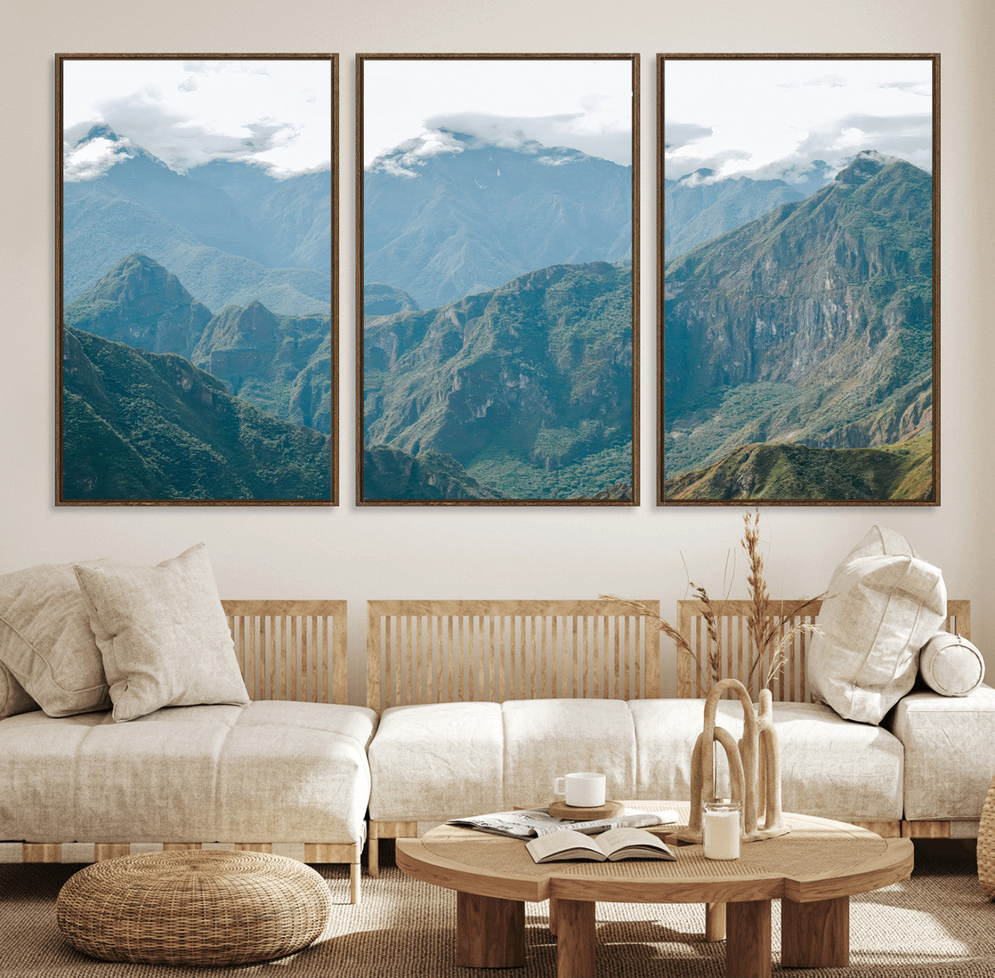 79393816-MGV-CV-36X24-Misty Mountain Wall Art Canvas Print, Framed Cloudy Andean Art Picture Print, Rugged Mountain Perfect Rustic Nature Decor Artwork
