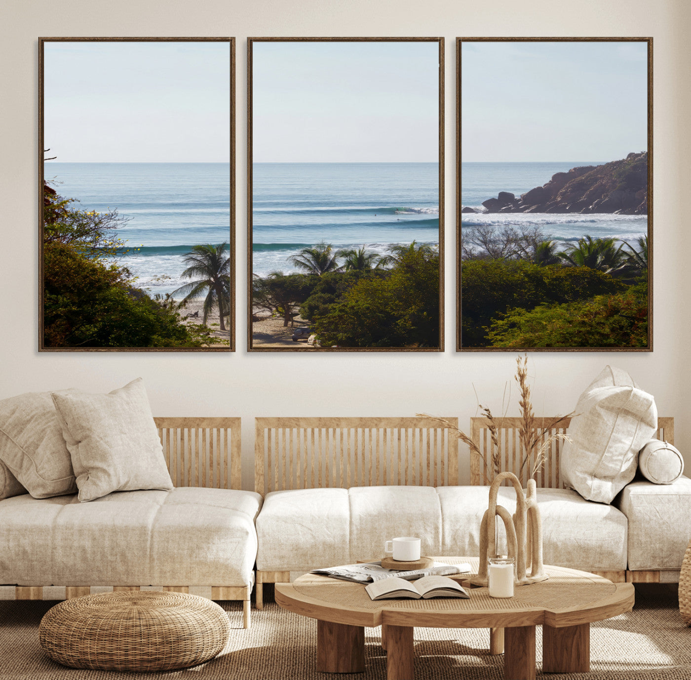 88336640-MGV-CV-36X24-Tropical Beach Scene Wall Art Canvas Print, Framed Coastal Photography Art Picture Print, Ocean Horizon Art Perfect Coastal Boho