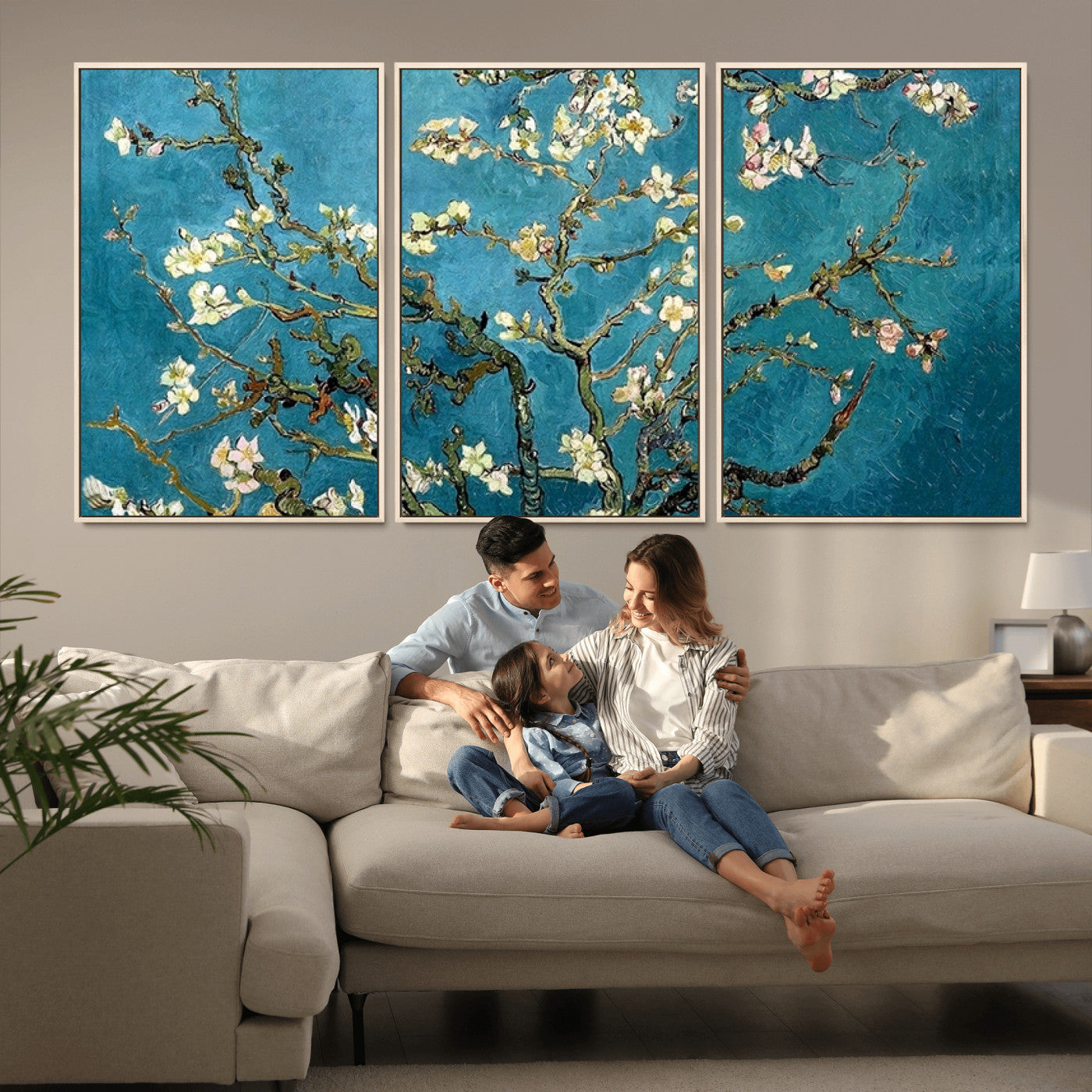 91714-MGV-CV-36X24-Almond Blossoms Wall Art – Handcrafted Van Gogh Inspired Floral Canvas Print, Beautiful Nature Decor for Living Room, Bedroom, or