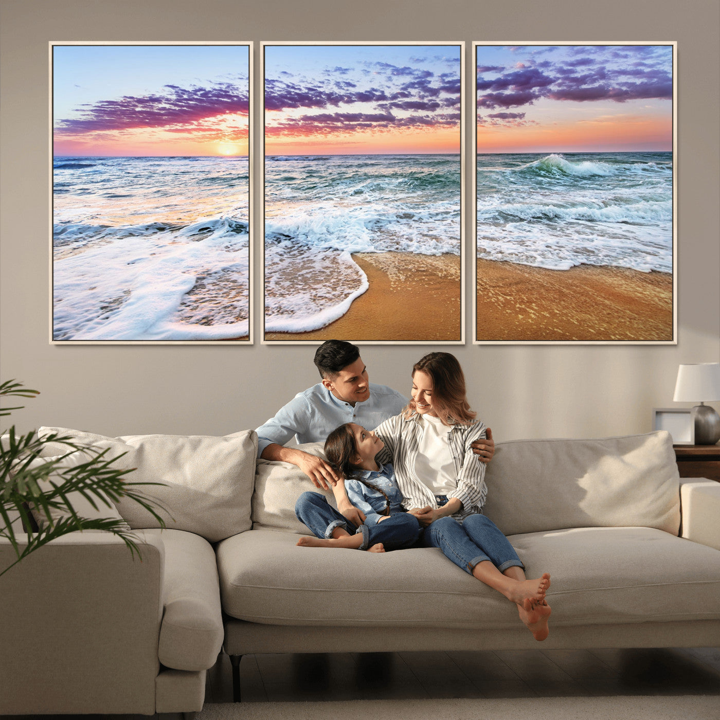 53006-MGV-CV-36X24-Ocean Beach Sunset Wall Art – Vibrant Seascape Canvas Print, Coastal Home Decor for Living Room, Bedroom, Office or Beach House
