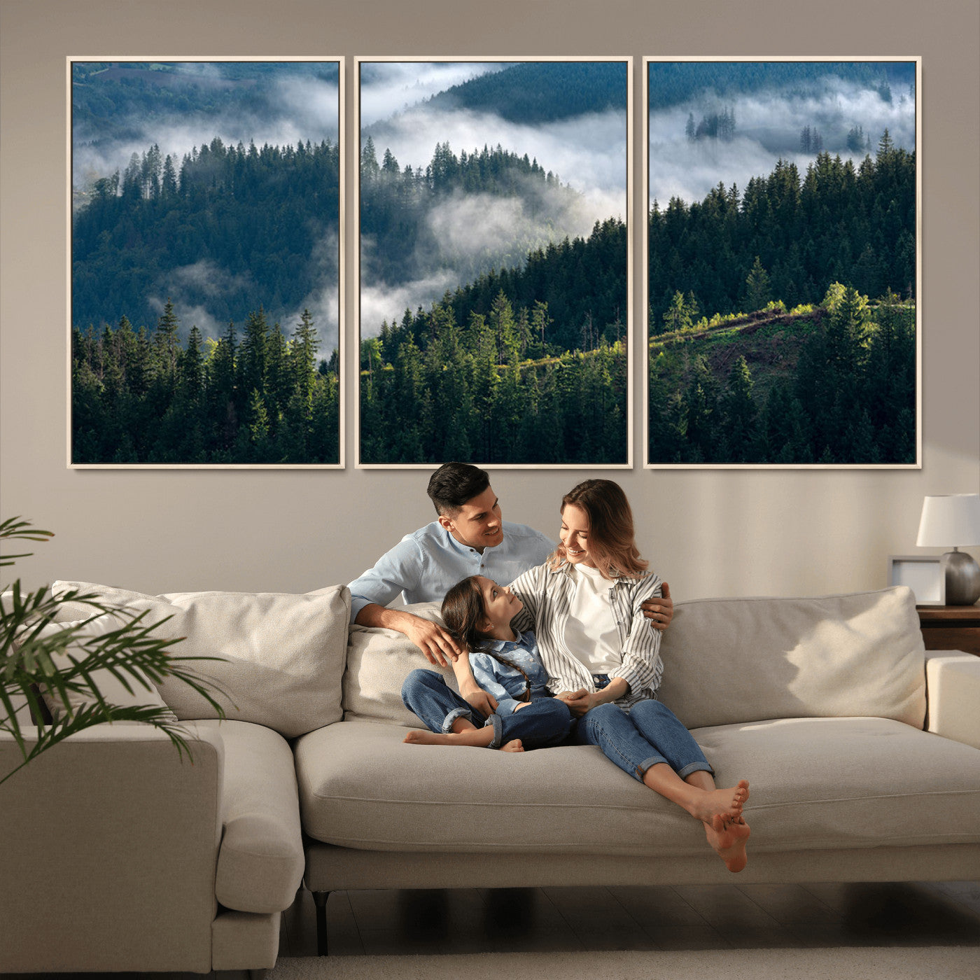 55972-MGV-CV-36X24-Whispering Pines Wall Art – Panoramic Misty Forest Canvas Print, Serene Nature Decor for Home, Office or Cabin Retreat